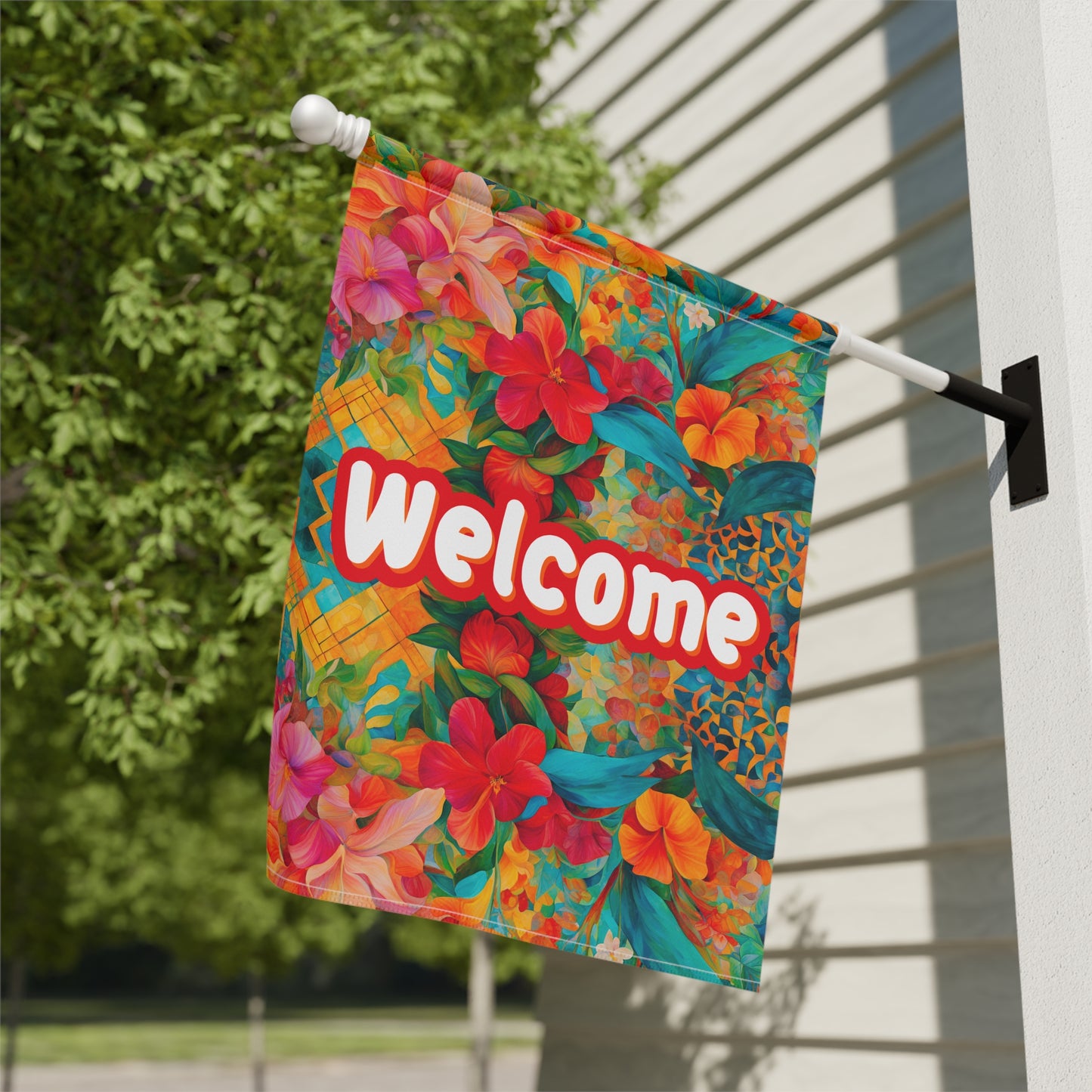 Aria Floral Welcome 2-Sided Garden & House Flag/Banner