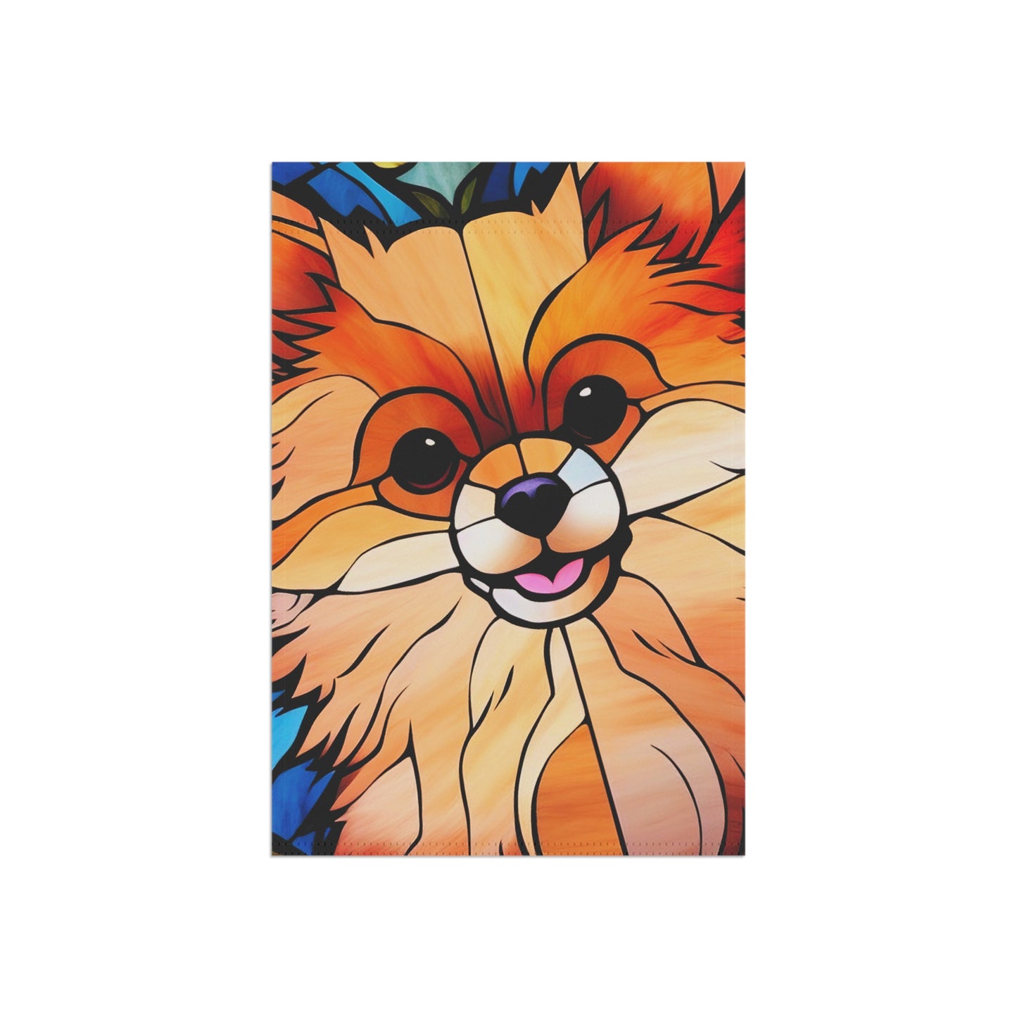 Pomeranian Face Stained Glass 2-Sided Garden & House Flag/Banner