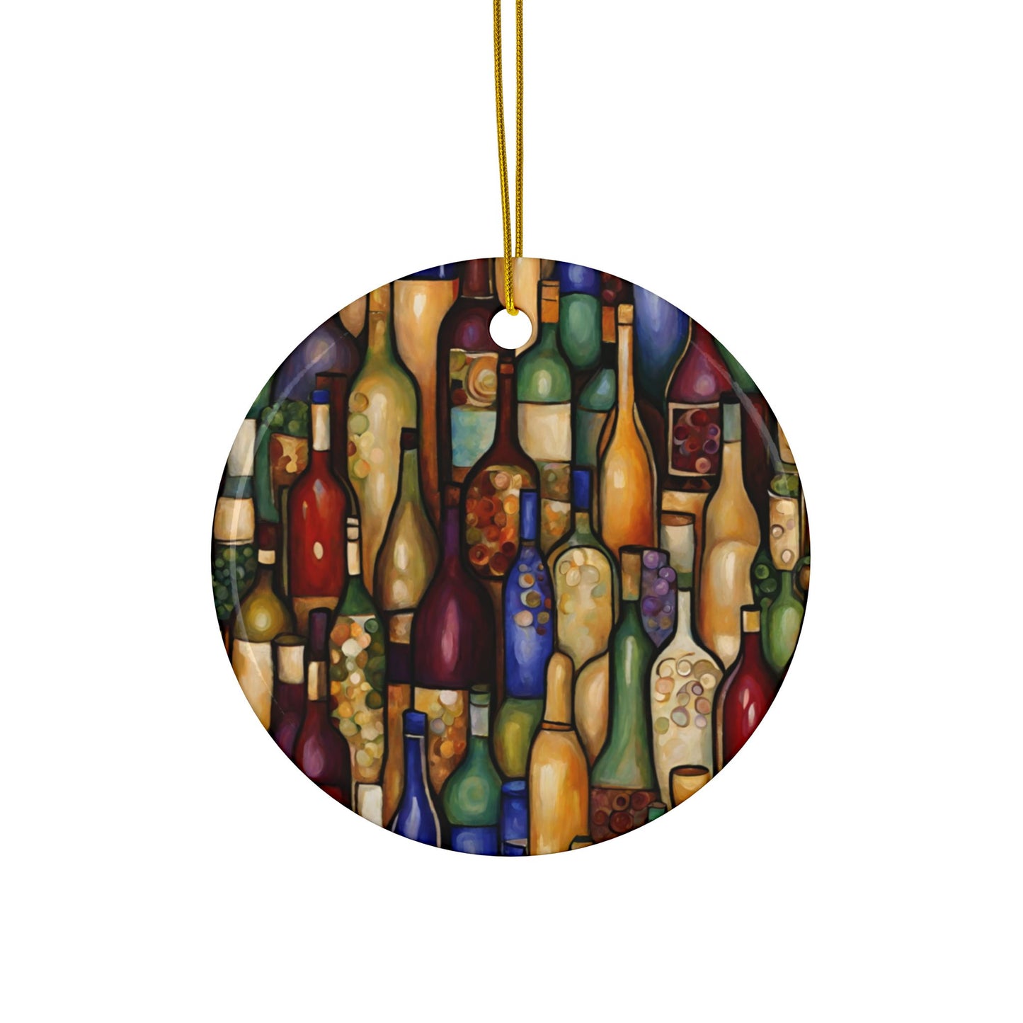 Vino Abstract 3" Ceramic Ornaments, 2-Side Print, (1pc, 10pcs)