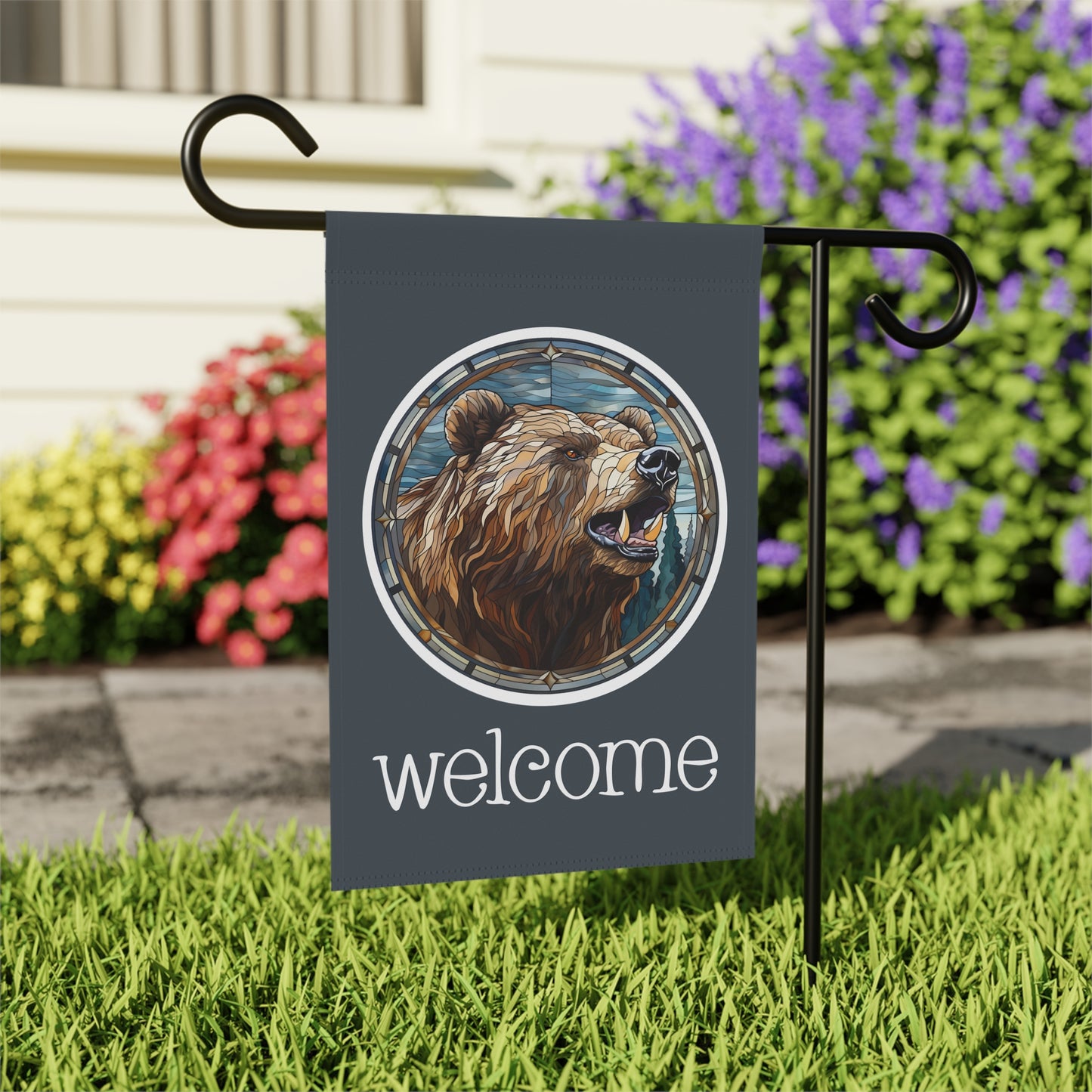 Grizzly Bear Welcome 2-Sided Garden & House Banner