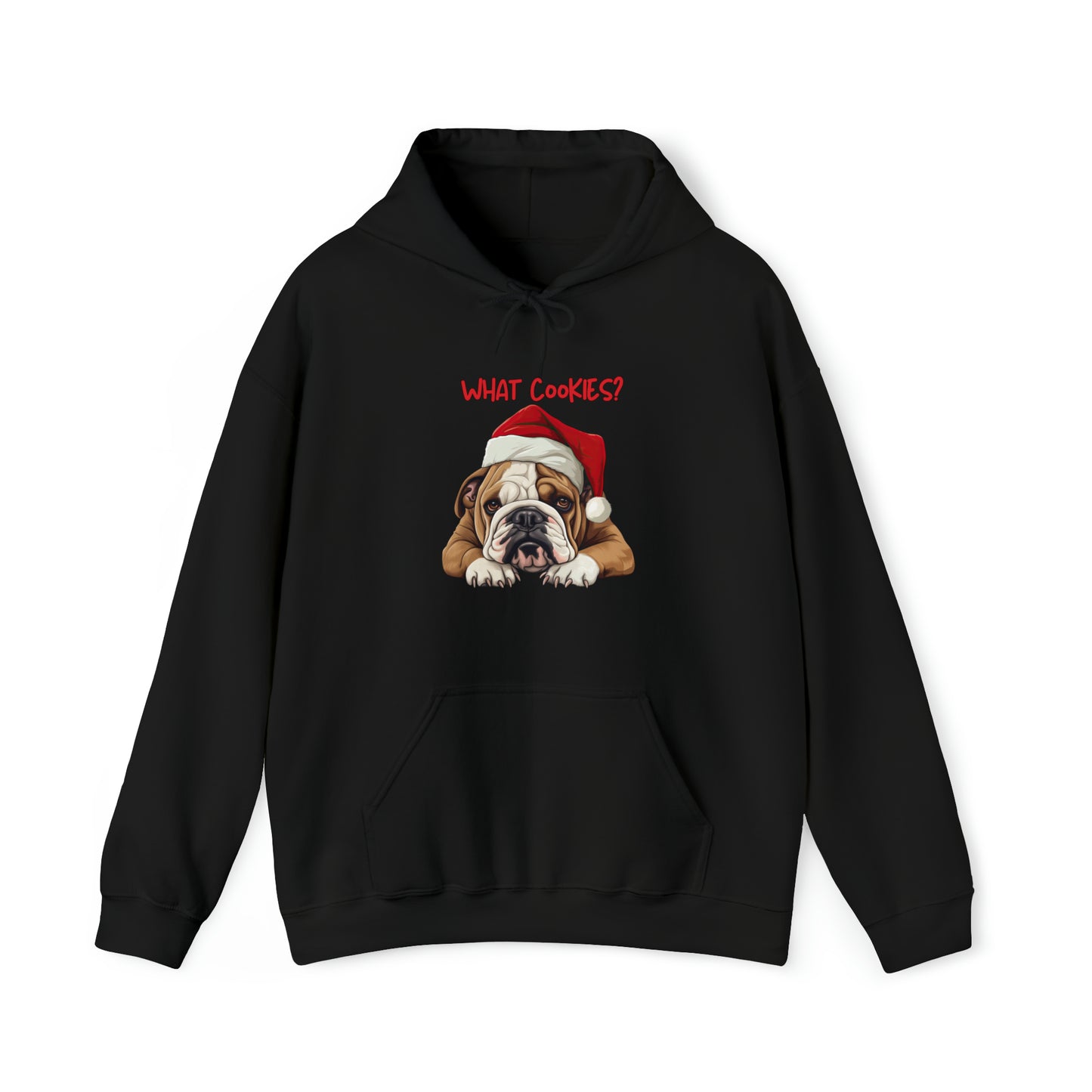 What Cookies? Bulldog in Santa Hat Unisex Heavy Blend™ Hooded Sweatshirt