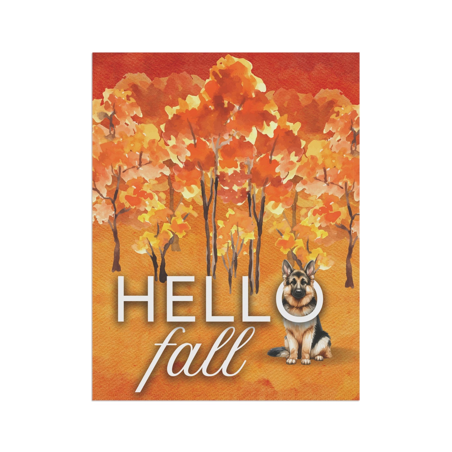 German Shepherd Hello Fall 2-Sided Garden & House Flag/Banner