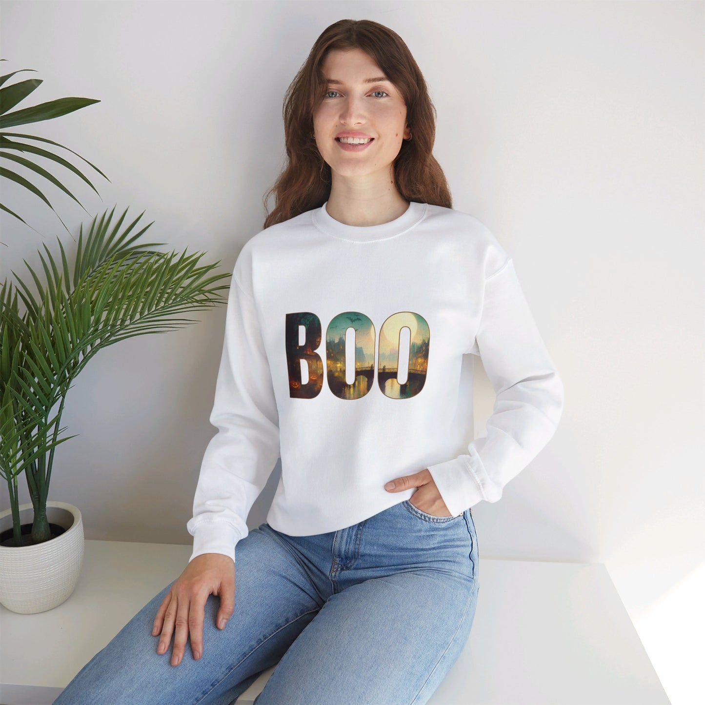 Haunting BOO Unisex Heavy Blend™ Crewneck Sweatshirt