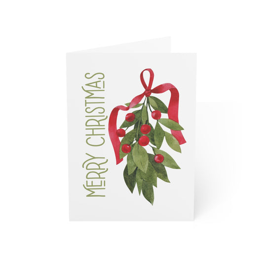 Merry Christmas Mistletoe Blank 5 x 7 Greeting Cards (30 Pack)