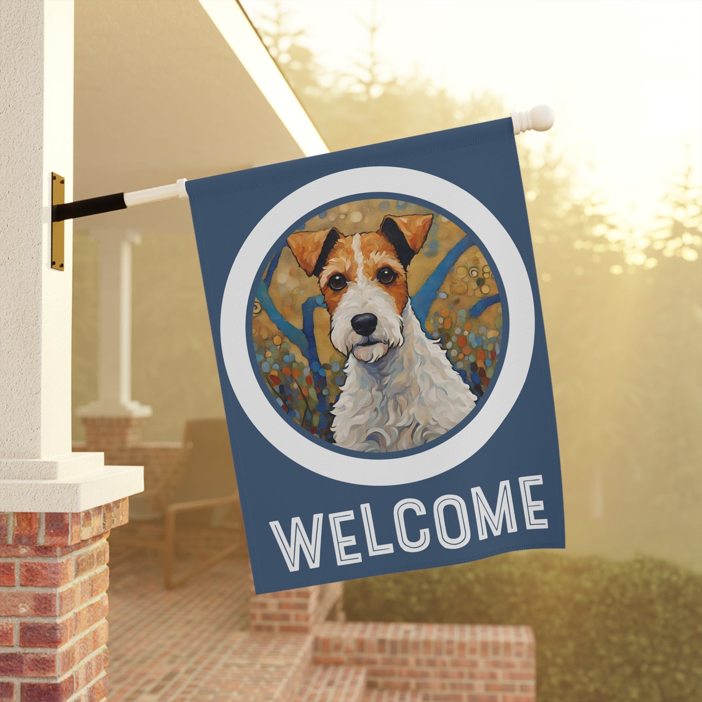 Fox Terrier Welcome 2-Sided Garden & House Flag/Banner