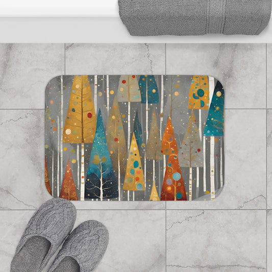 Vintage Christmas Trees Bath Mat