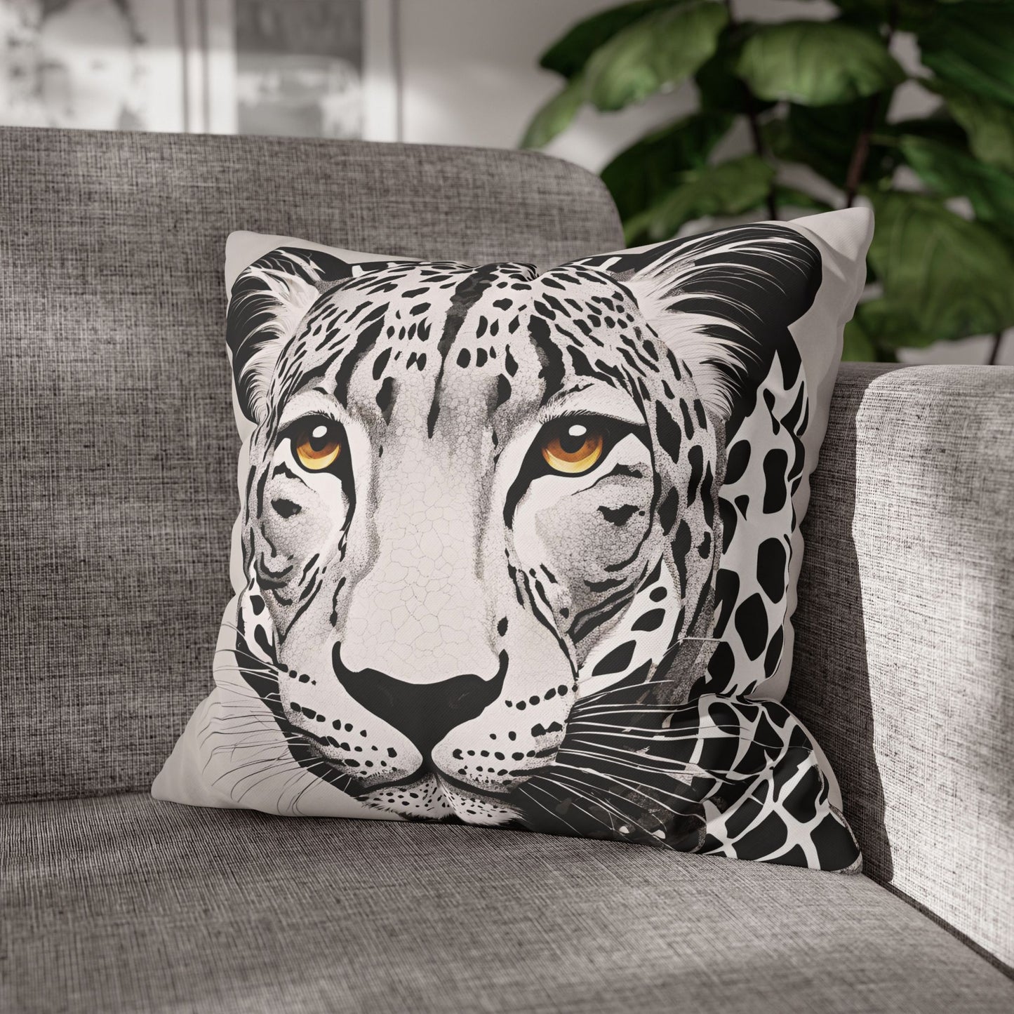 Leopard Square Poly Canvas Pillowcase