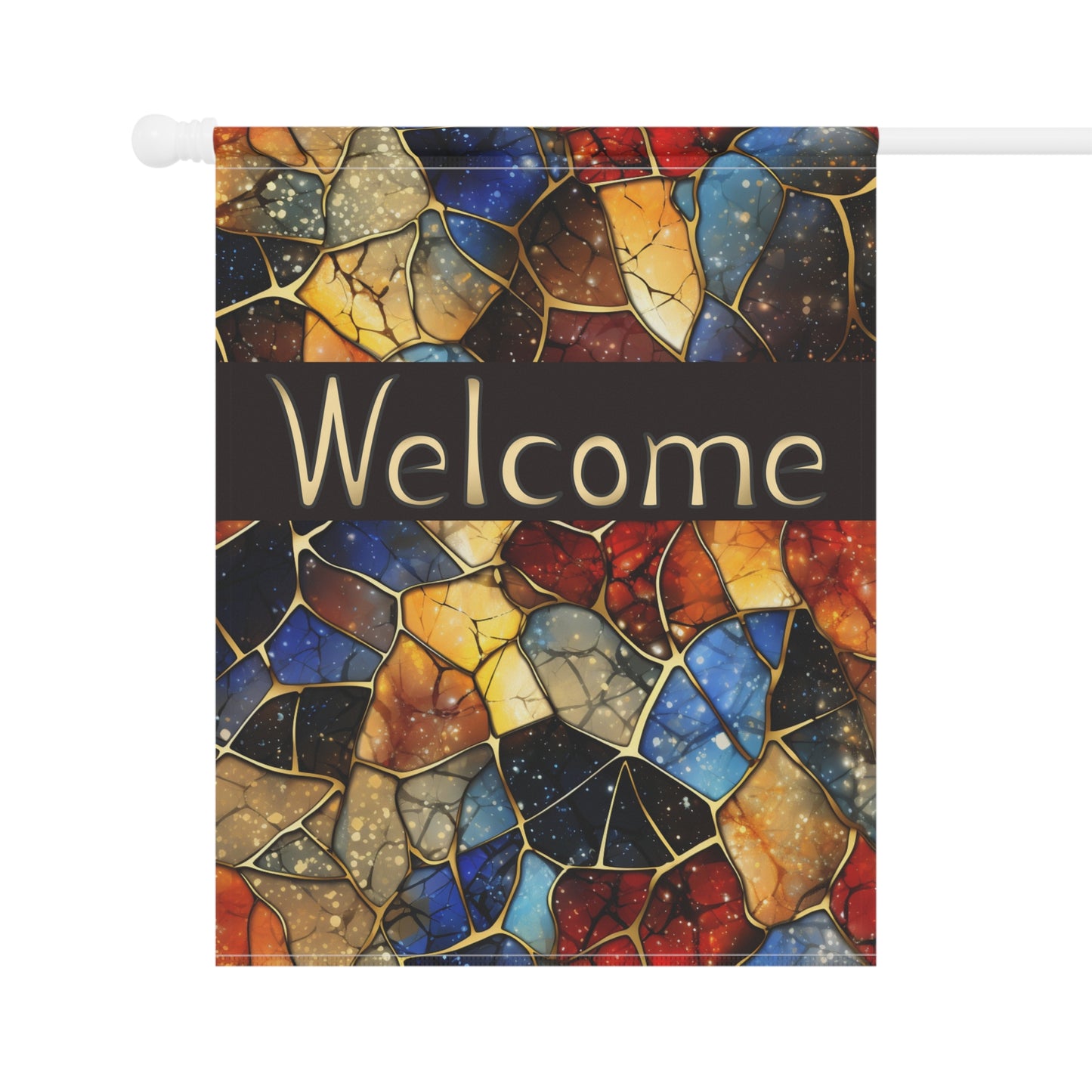 Rich Colors Stained Glass Welcome 2-Sided Garden & House Banner