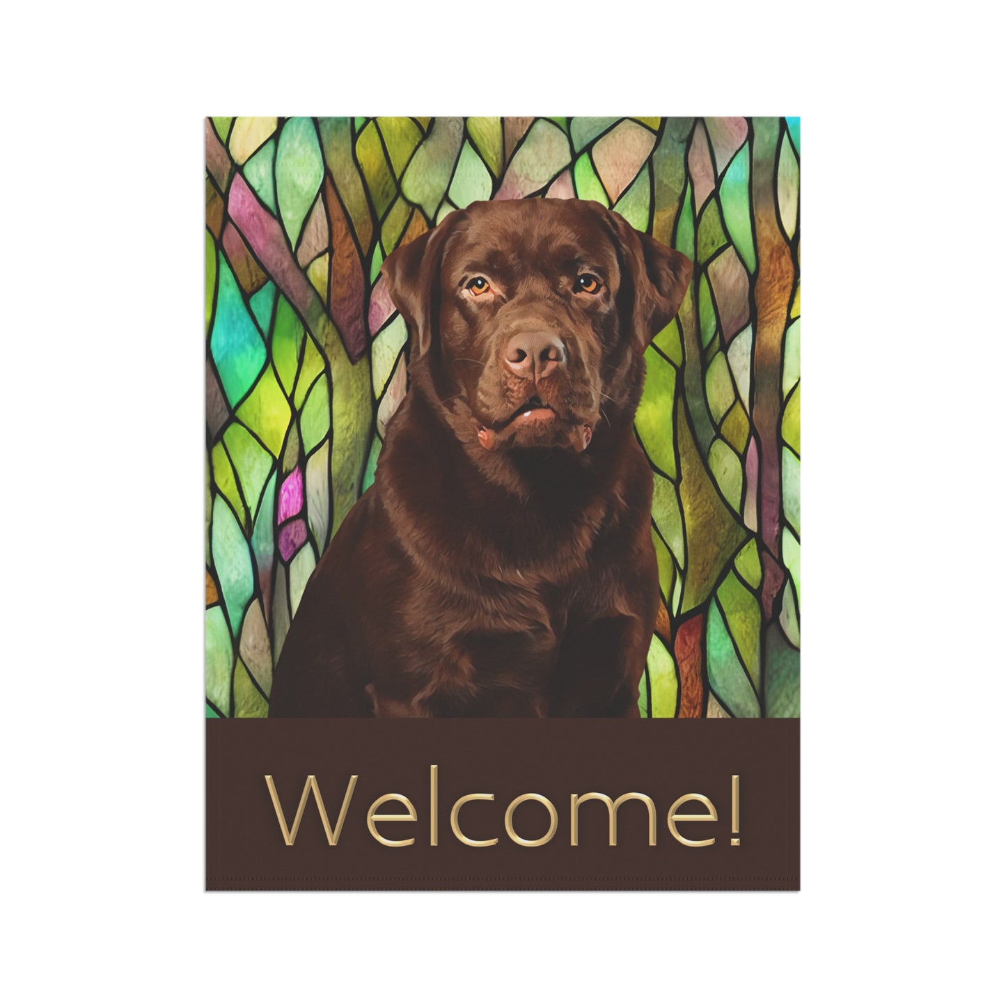 Chocolate Labrador Welcome 2-Sided Garden & House Flag/Banner