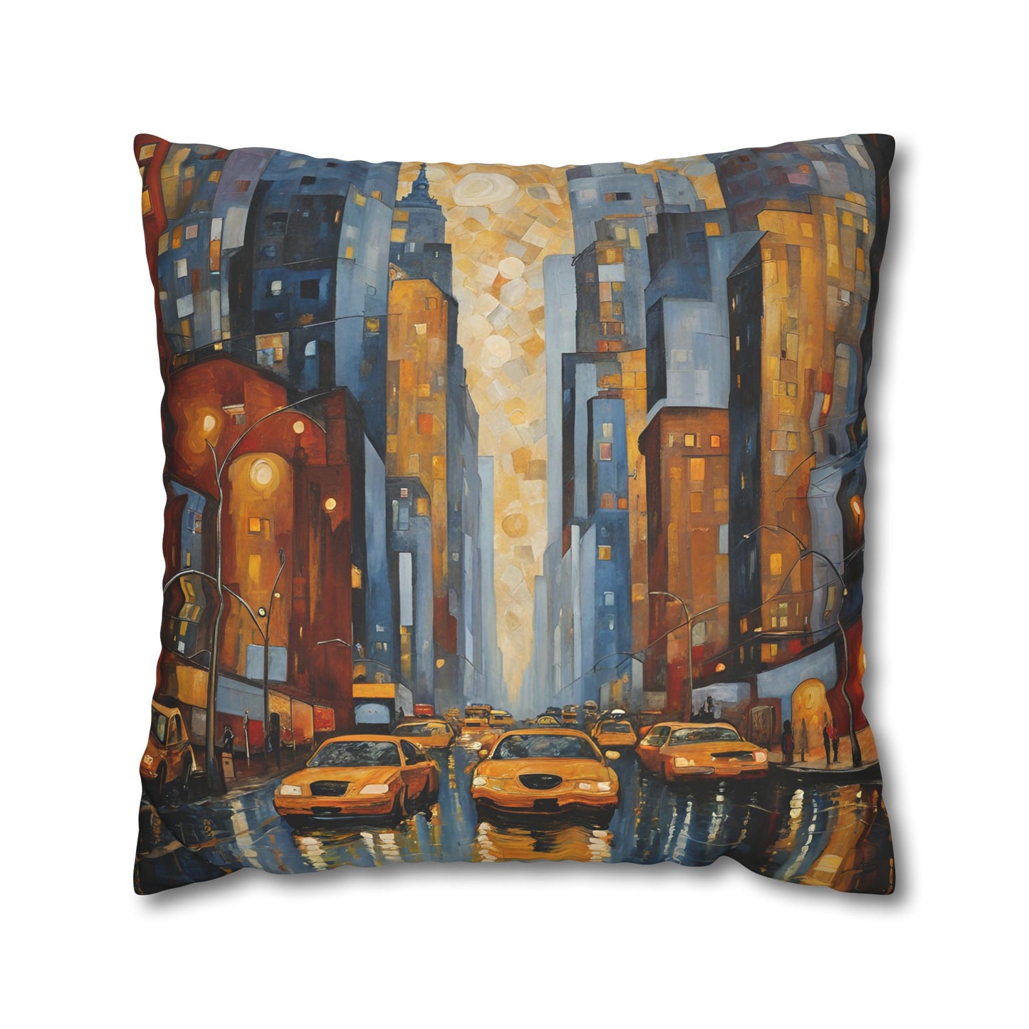 New York Square Poly Canvas Pillowcase