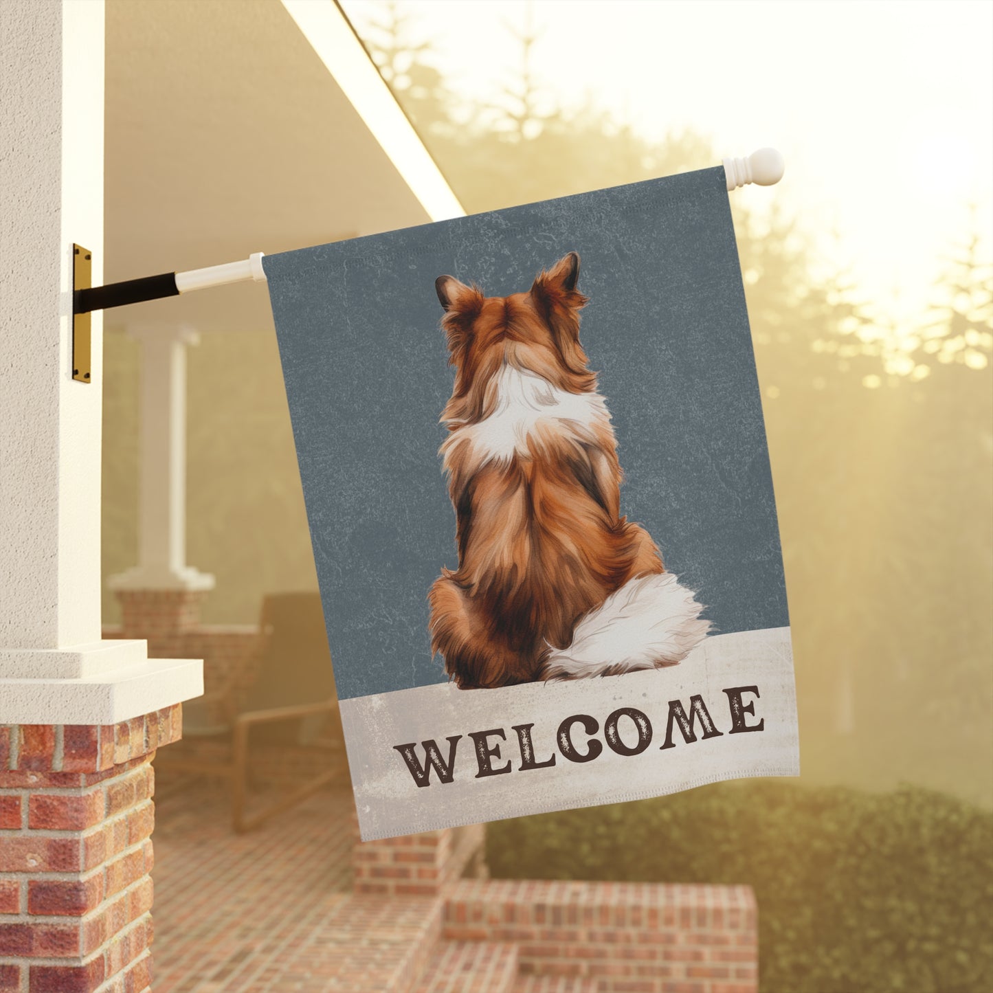 Sheltie Welcome 2-Sided Garden & House Flag/Banner