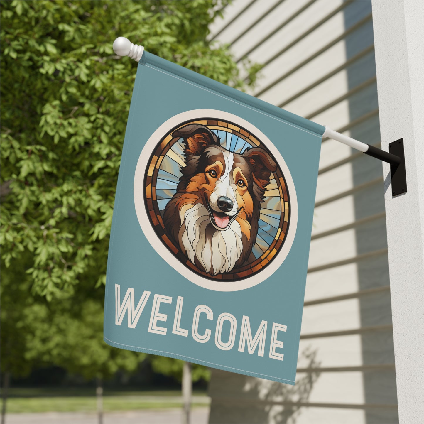 Collie Welcome 2-Sided Garden & House Flag/Banner