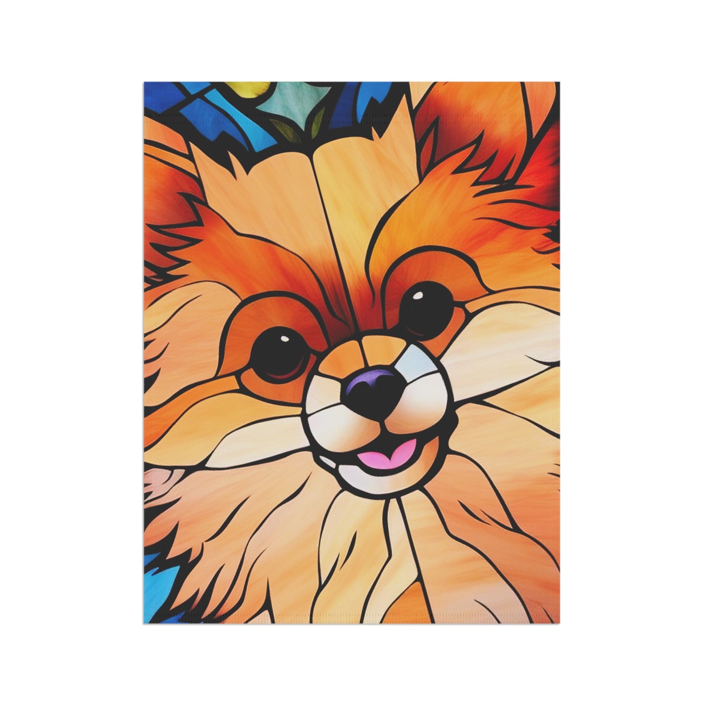 Pomeranian Face Stained Glass 2-Sided Garden & House Flag/Banner