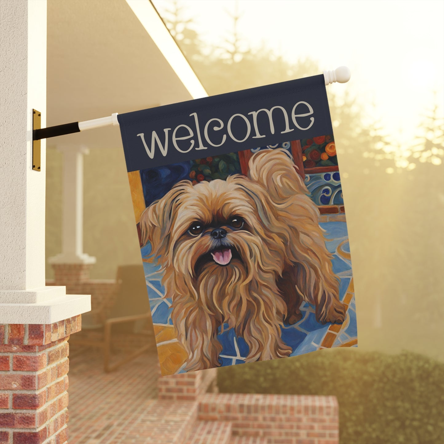 Brussels Griffon Welcome 2-Sided Garden & House Flag/Banner