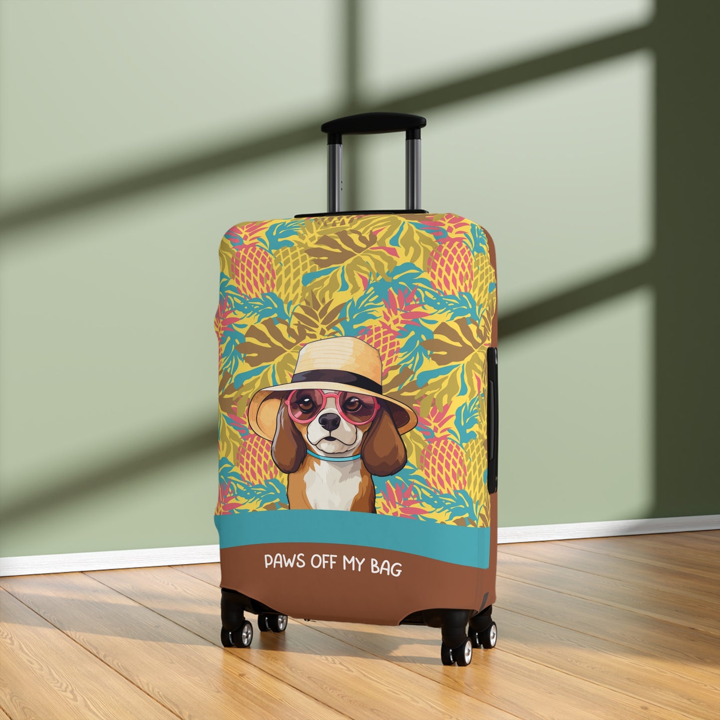 Beagle in Hat & Glasses Paws Off My Bag Luggage Cover