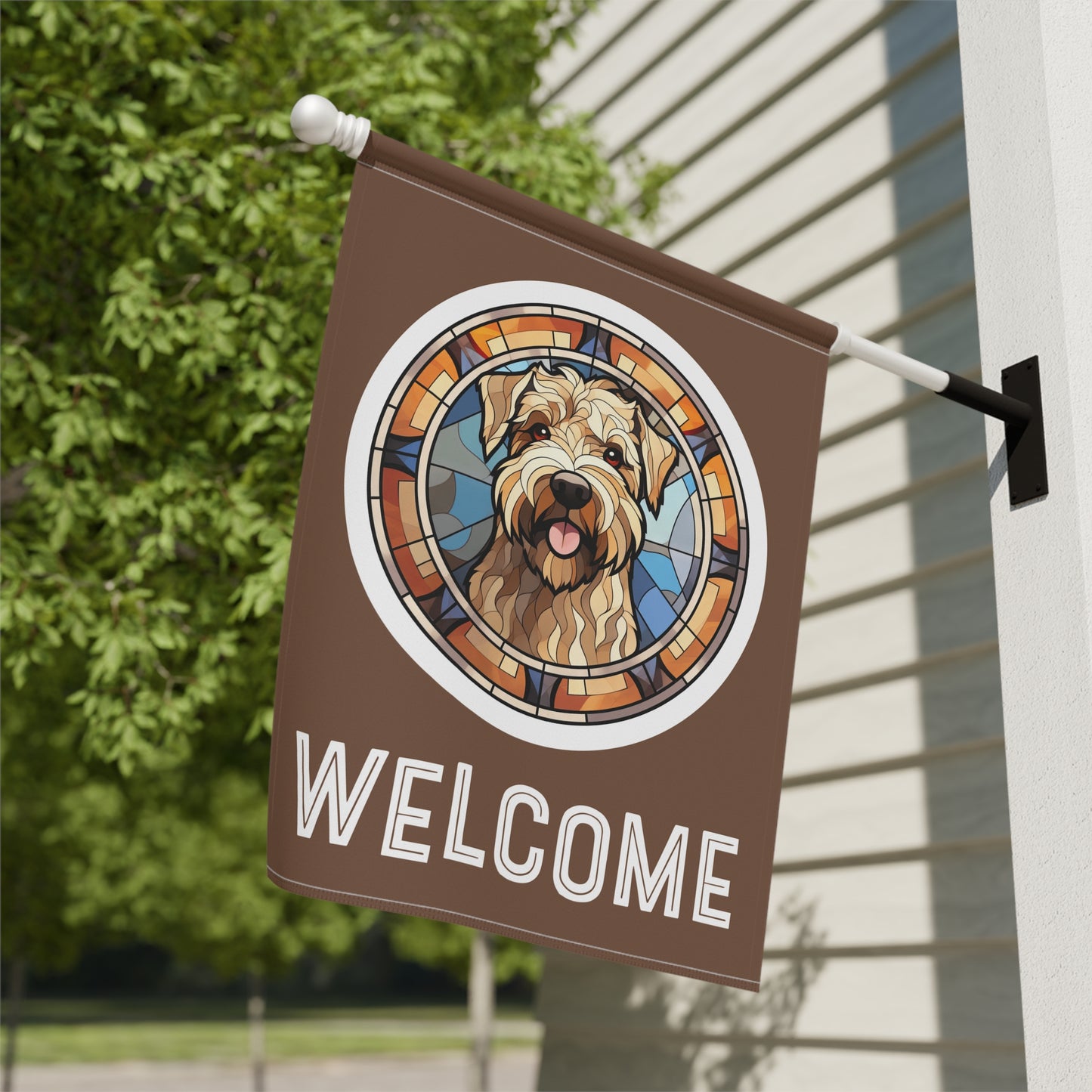 Wheaton Terrier Welcome 2-Sided Garden & House Flag/Banner