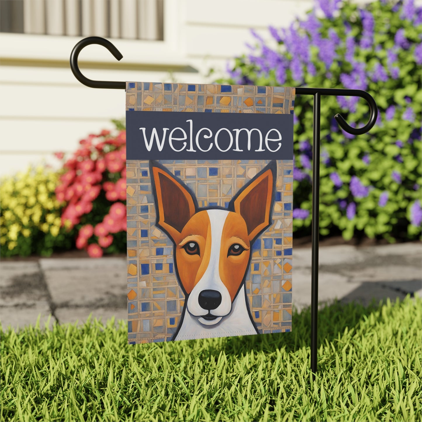 Derby the Dog Welcome 2-Sided Garden & House Flag/Banner