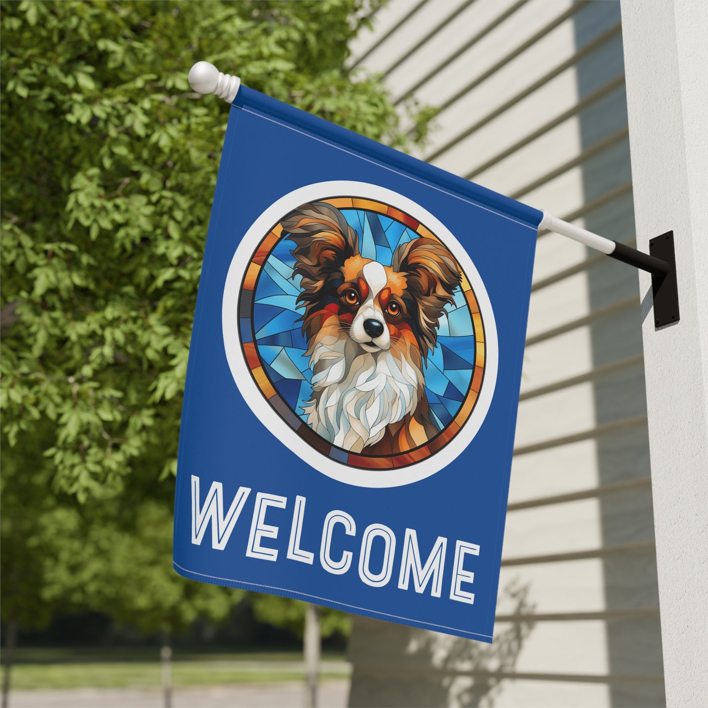 Papillon Welcome 2-Sided Garden & House Flag/Banner