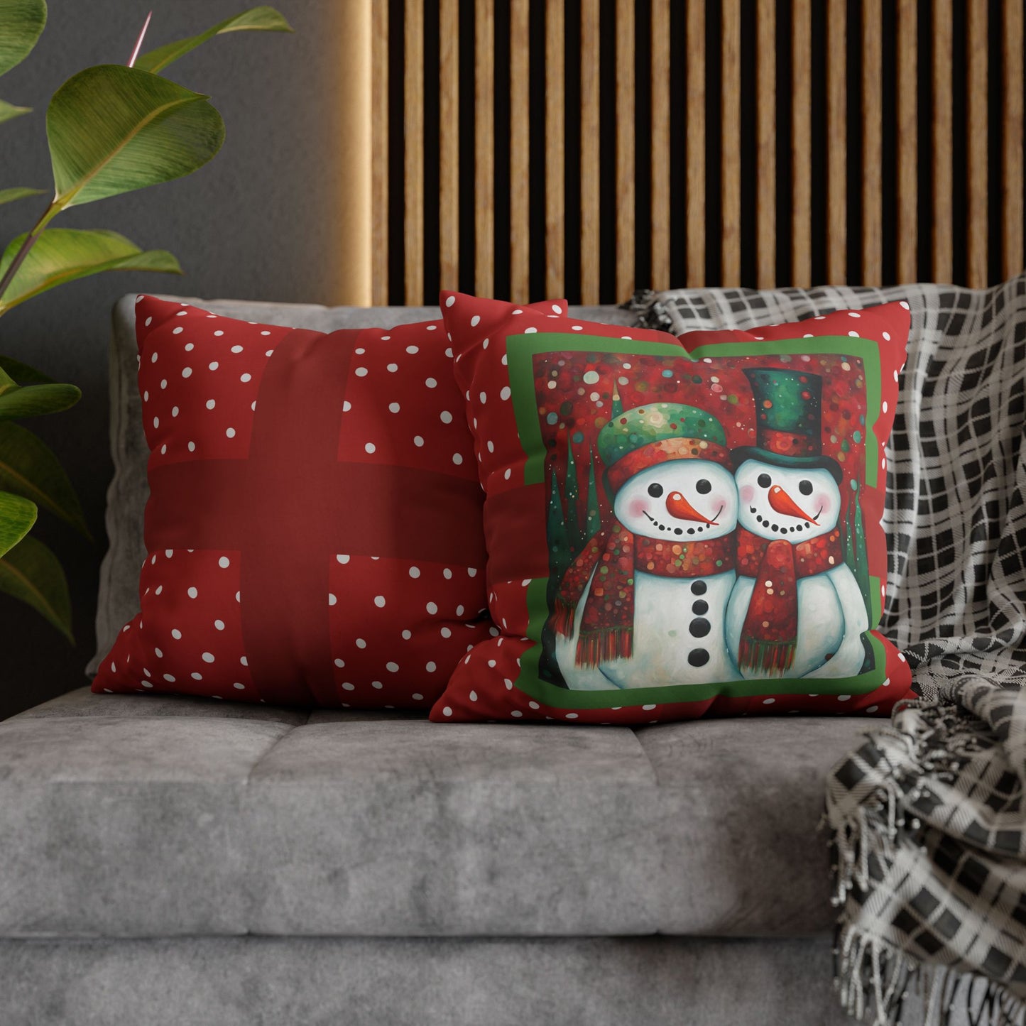 Frosty Friends Square Poly Canvas Pillowcase