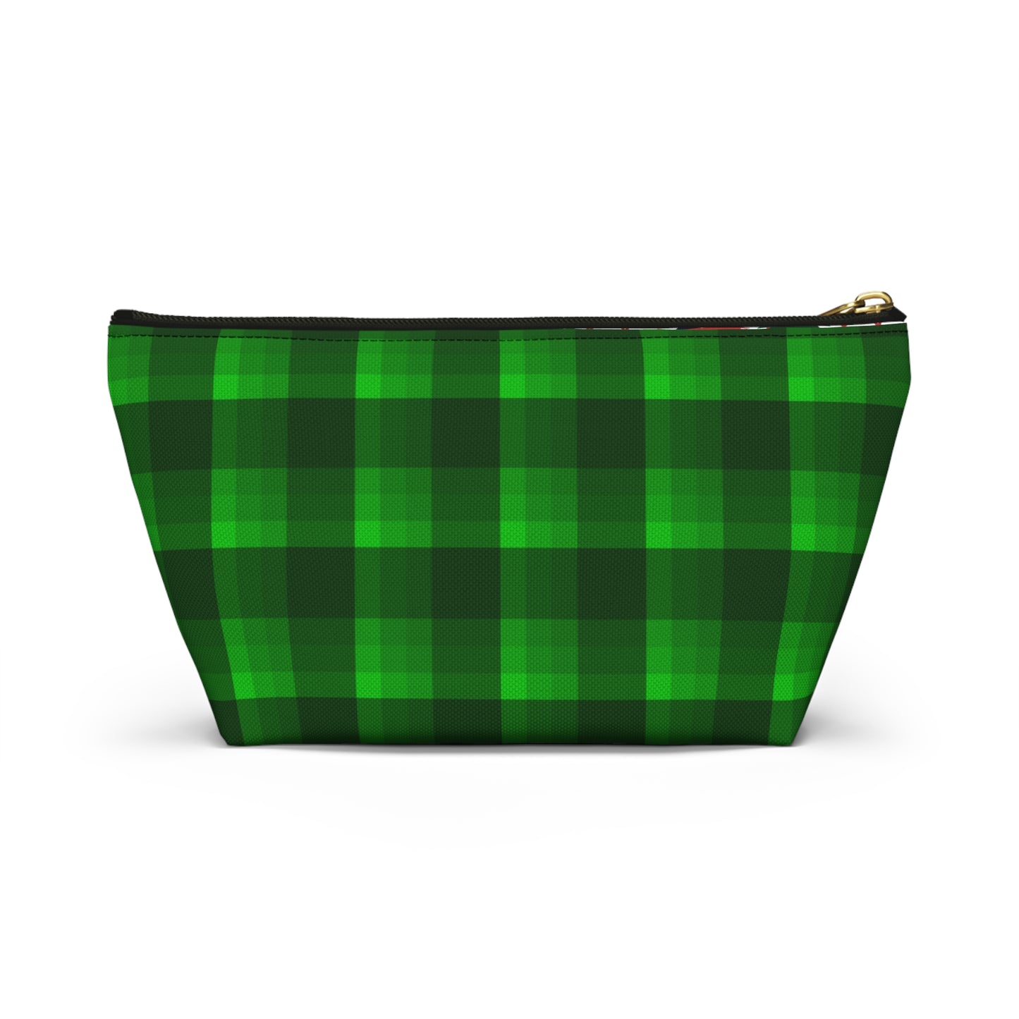 Sledding Penguins Green Plaid Accessory Pouch w T-bottom