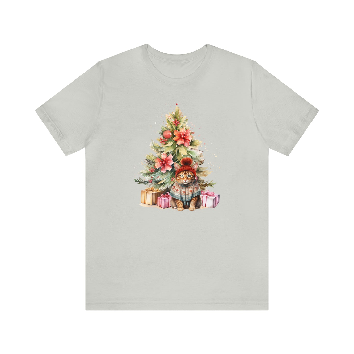 Best Present Cat Under the Tree Christmas Unisex Jersey Short Sleeve Tee