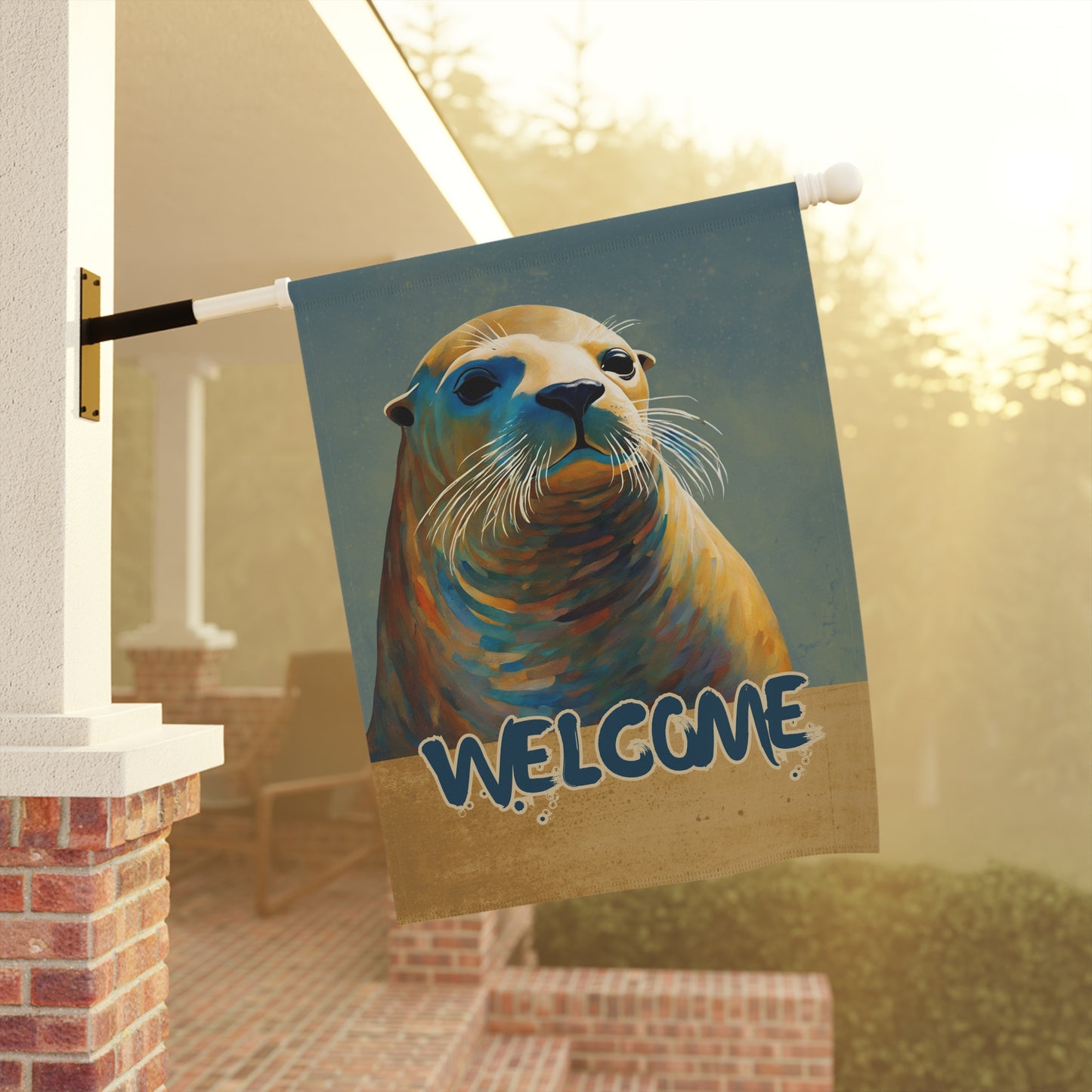 Sea Lion Welcome 2-Sided Garden & House Flag/Banner