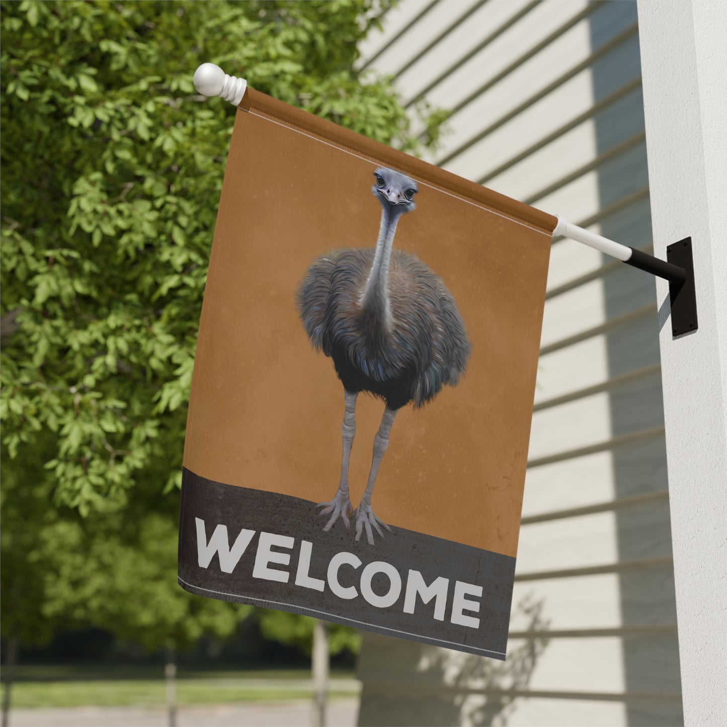 Ostrich Welcome 2-Sided Garden & House Flag/Banner