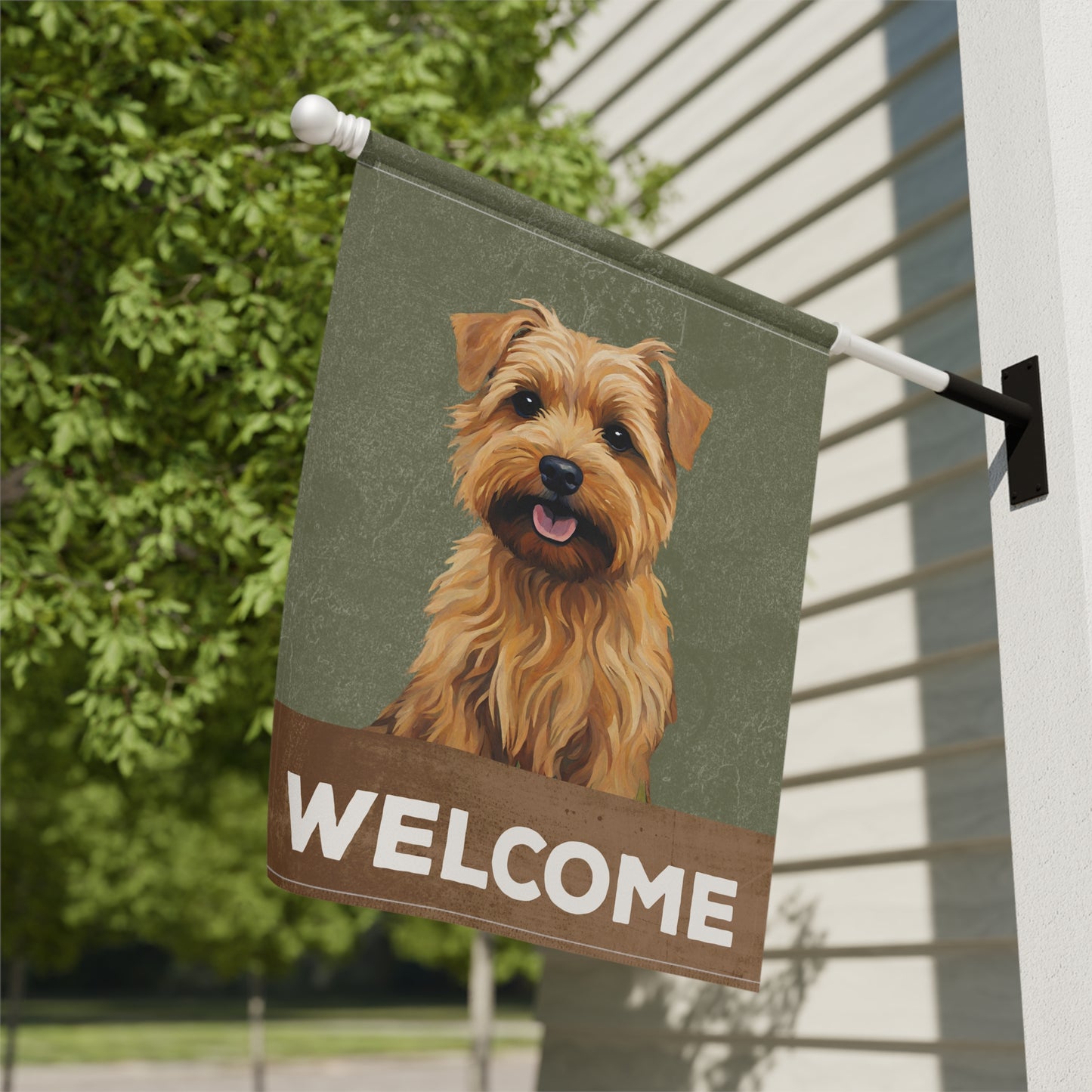 Norfolk Terrier Welcome 2-Sided Garden & House Flag/Banner