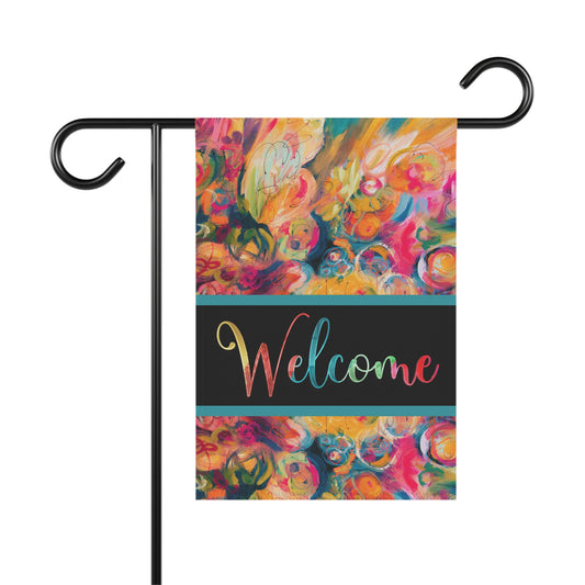 Penelope Abstract Art Welcome 2-Sided Garden & House Flag/Banner