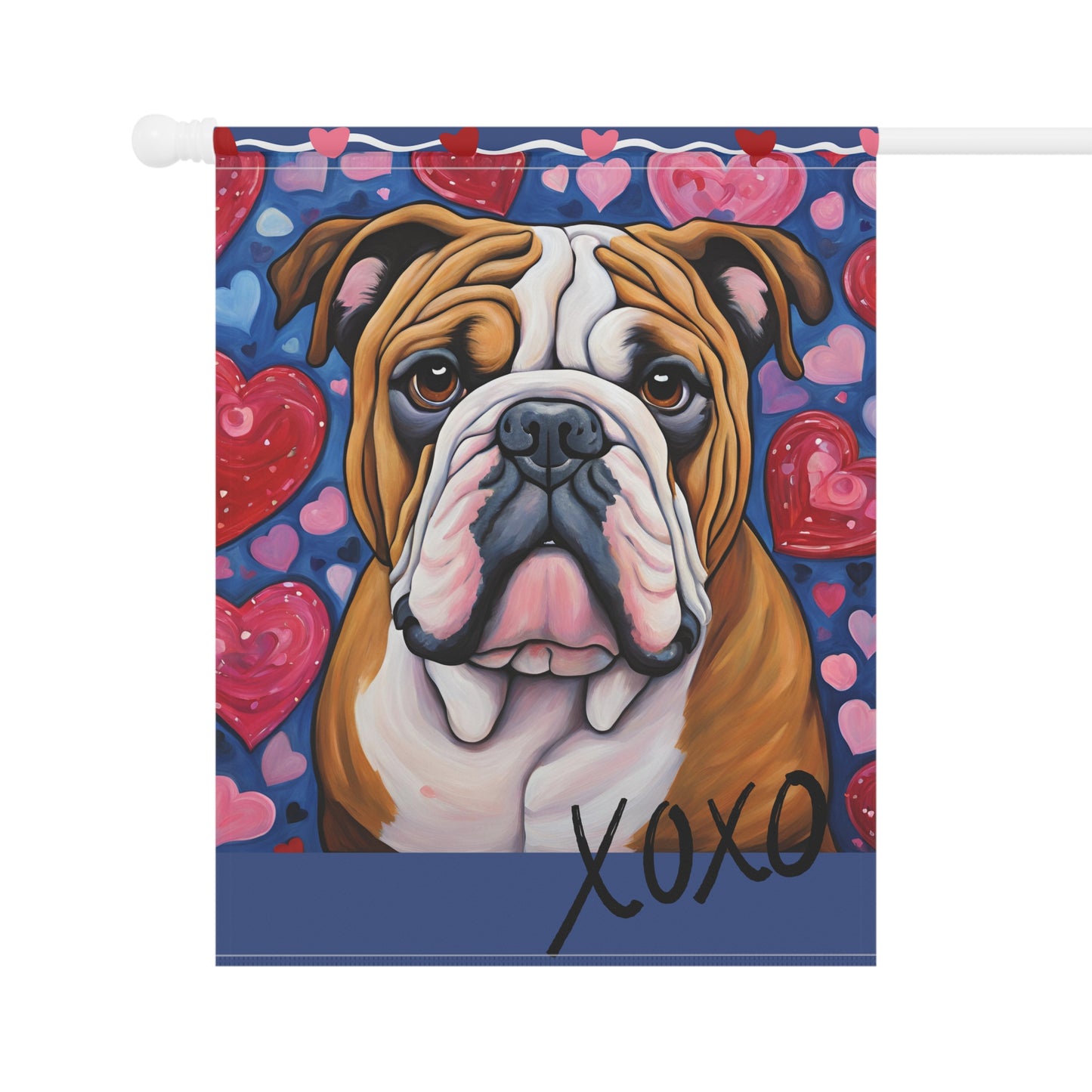 English Bulldog Valentine 2-Sided Garden & House Flag/Banner
