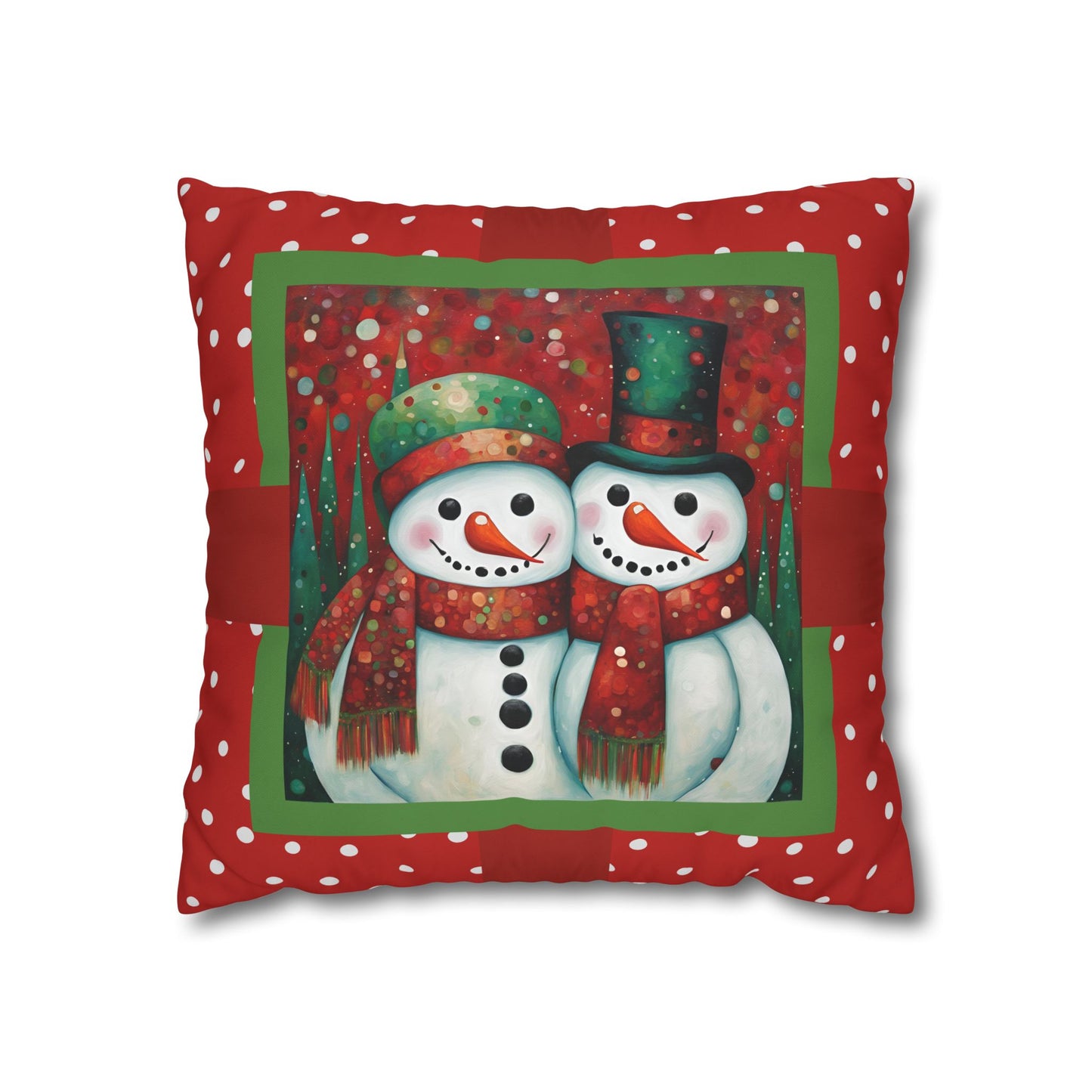 Frosty Friends Square Poly Canvas Pillowcase