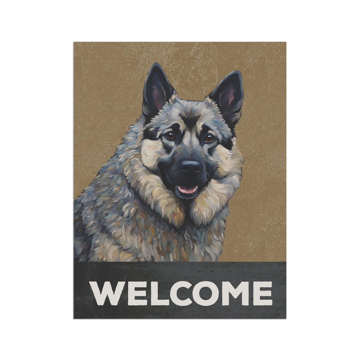 Norwegian Elkhound Welcome 2-Sided Garden & House Flag/Banner