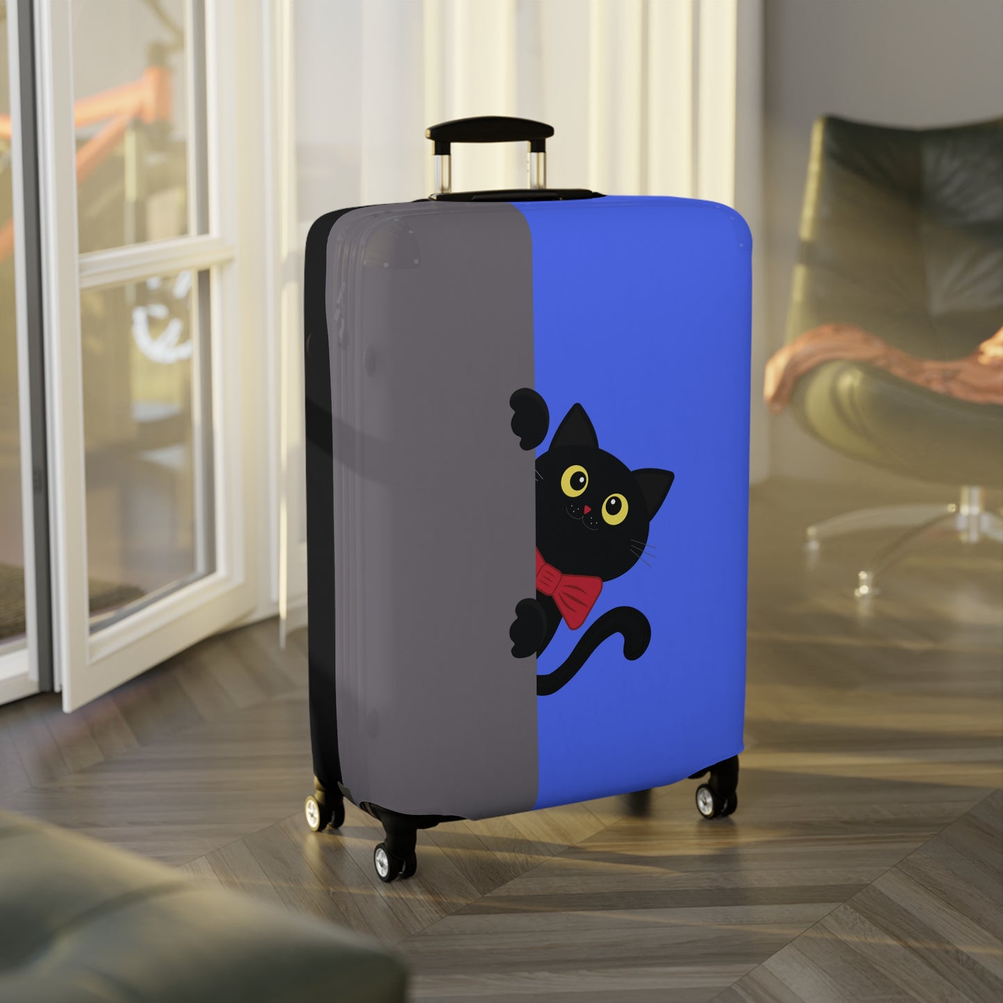 Black Cat in Red Bow Tie Luggage Cover