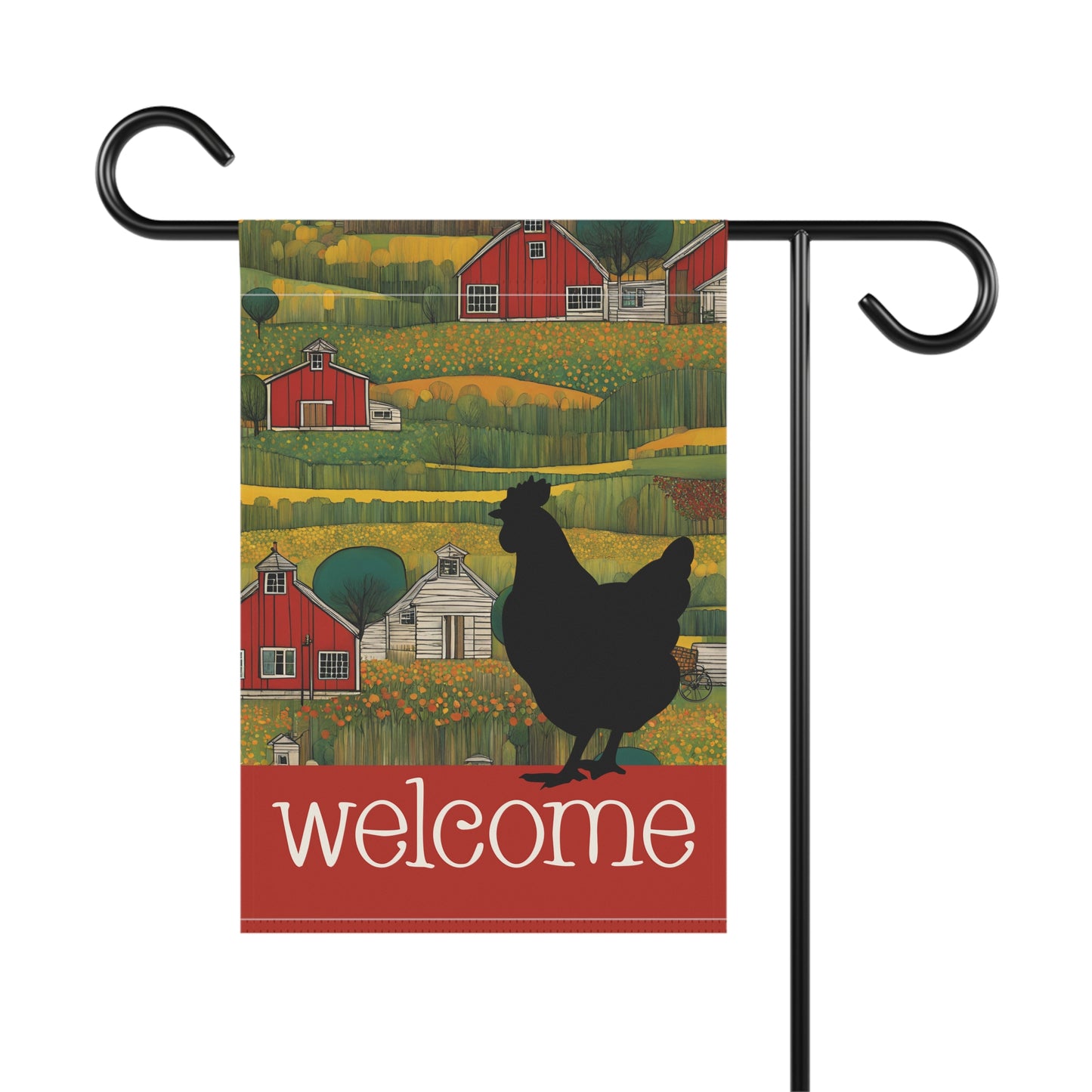 Chicken Silhouette Welcome 2-Sided Garden & House Flaf/Banner