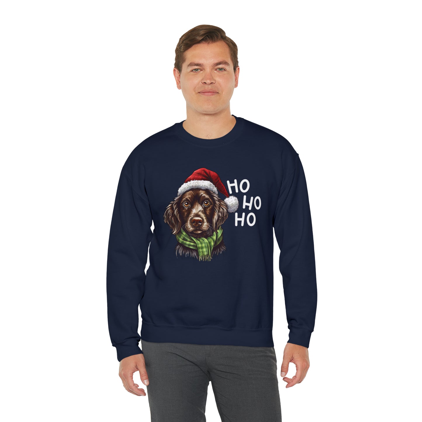 Ho Ho Ho Ready For Christmas Cute Dog Unisex Heavy Blend™ Crewneck Sweatshirt