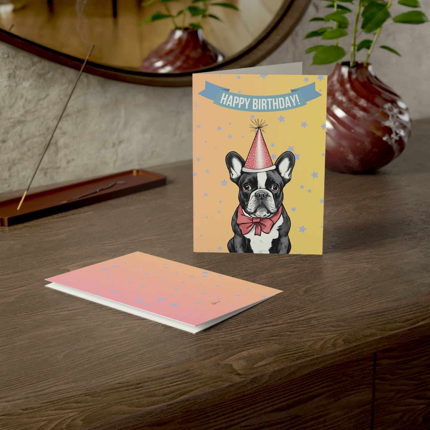 French Bulldog Happy Birthday 5 x 7 Greeting Cards (10 Pack)