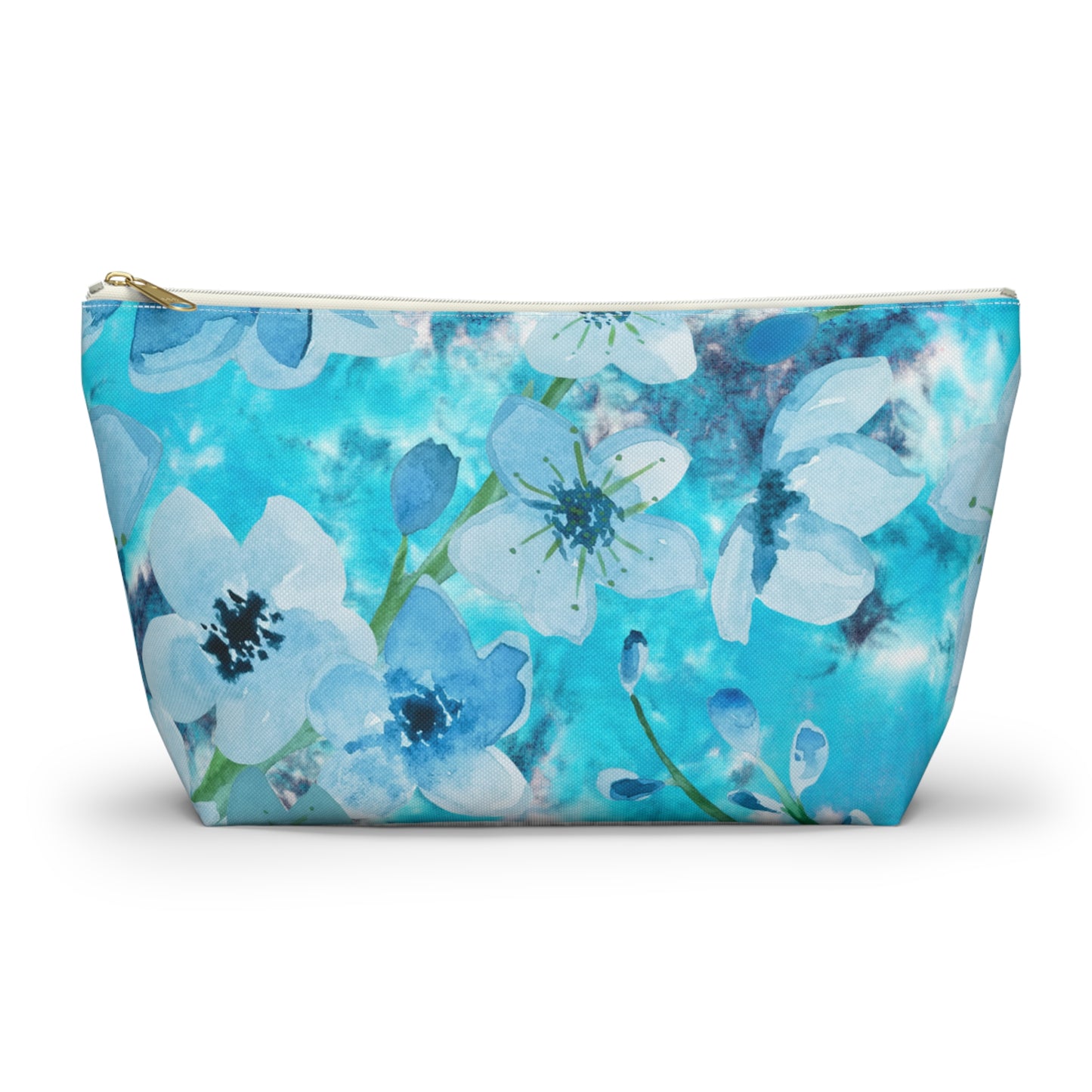 Nordic Floral Makeup Accessory Pouch w T-bottom