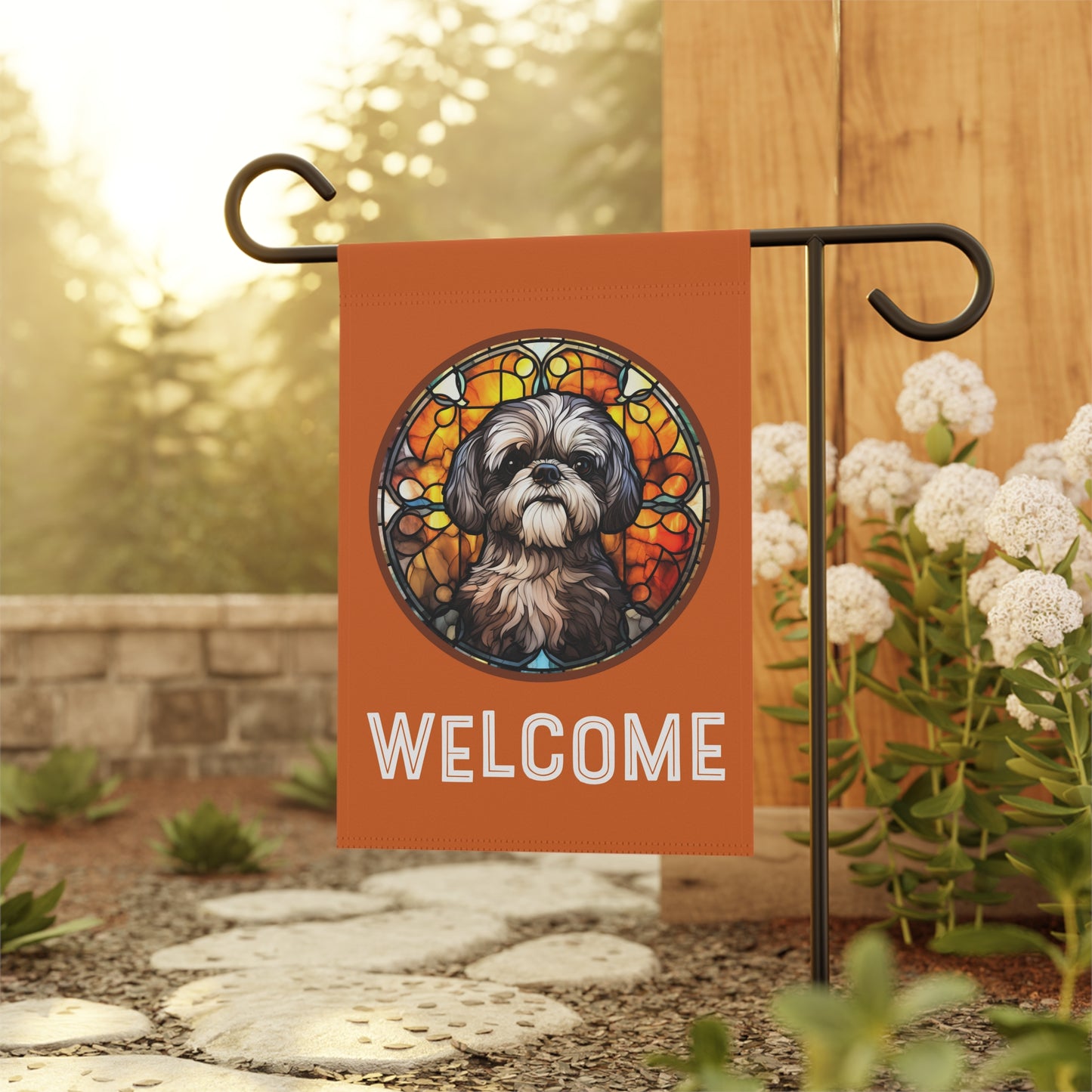 Lhasa Apso Welcome 2-Sided Garden & House Flag/Banner