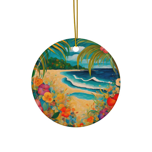 Island Life 3" Ceramic Ornaments, 2-Side Print, (1pc, 10pcs)