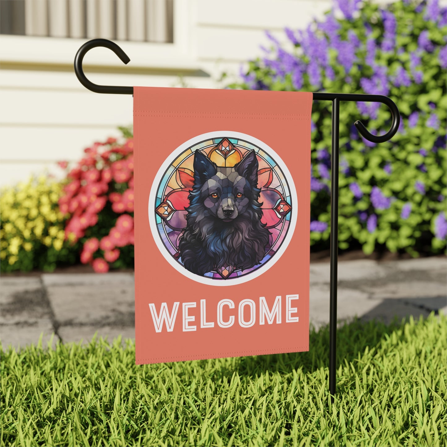 Schipperke Welcome 2-Sided Garden & House Flag/Banner