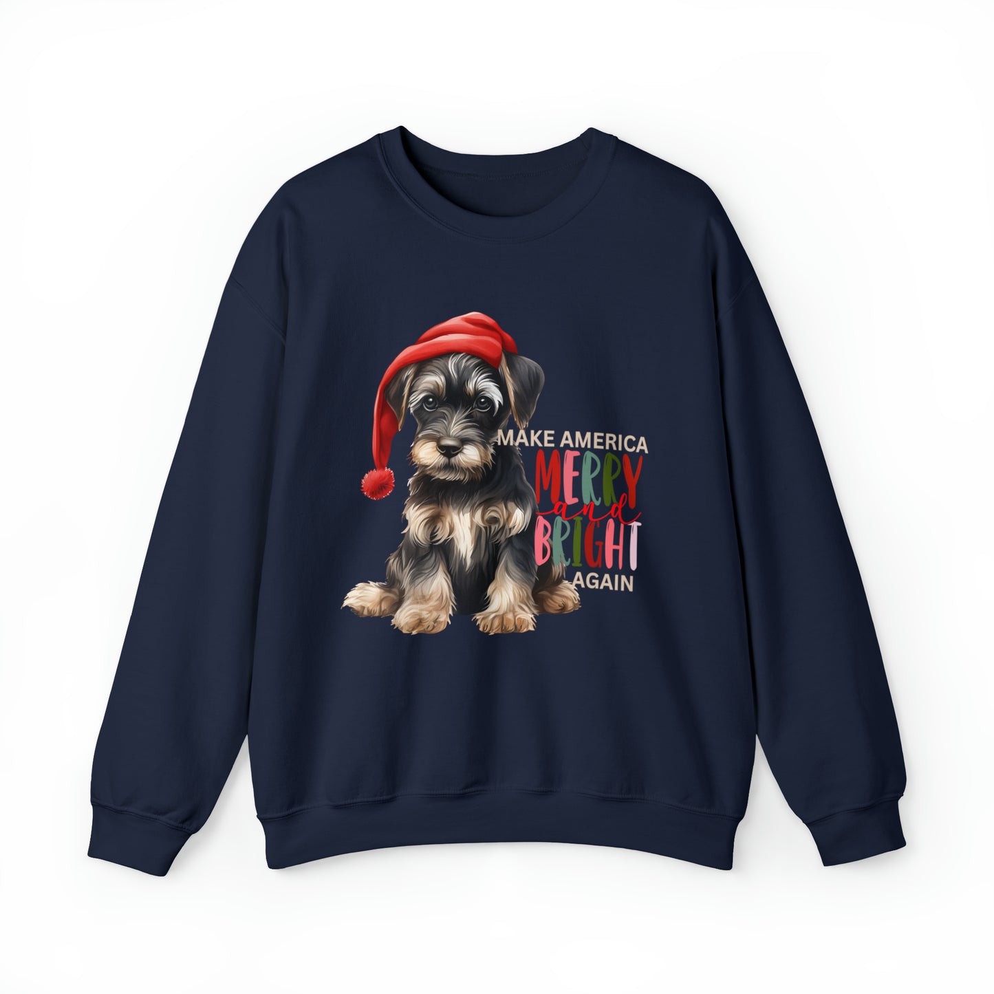 Santa Dog Make America Merry & Bright Again Unisex Heavy Blend™ Crewneck Sweatshirt