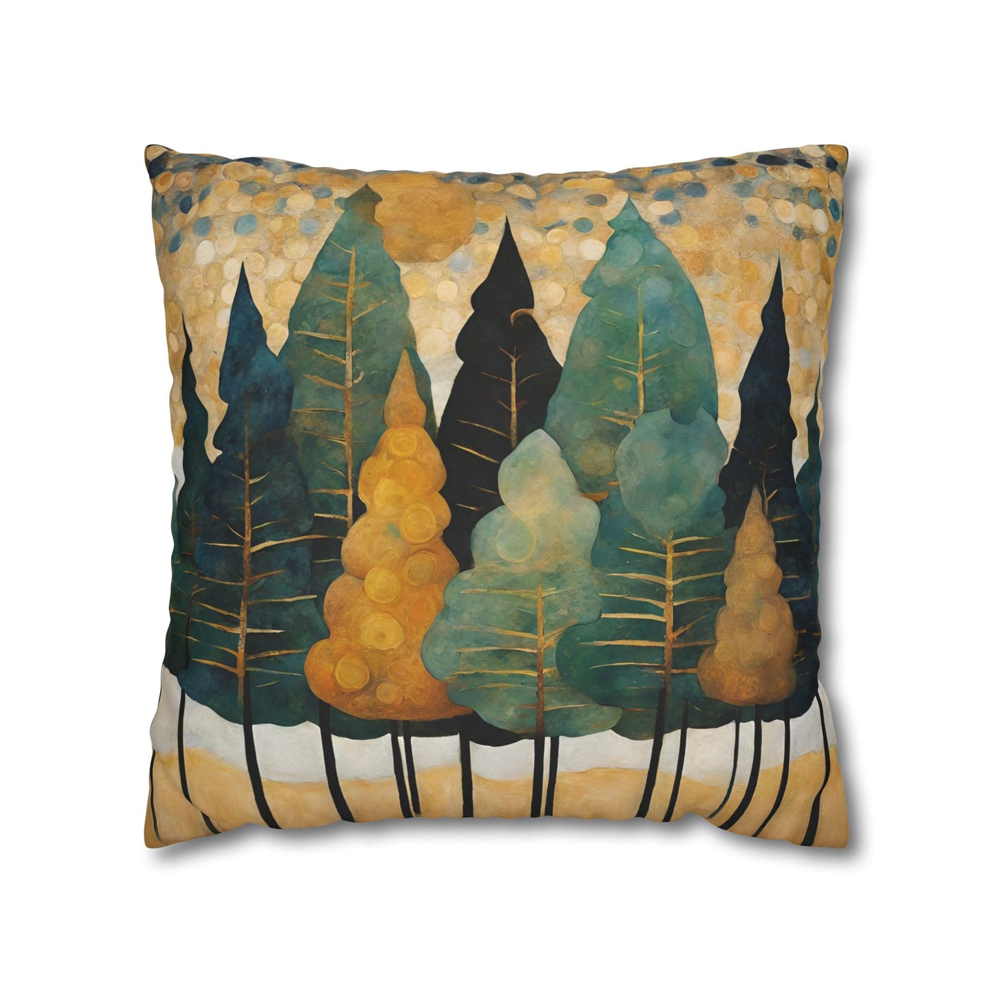 Pine Trees Square Poly Canvas Pillowcase