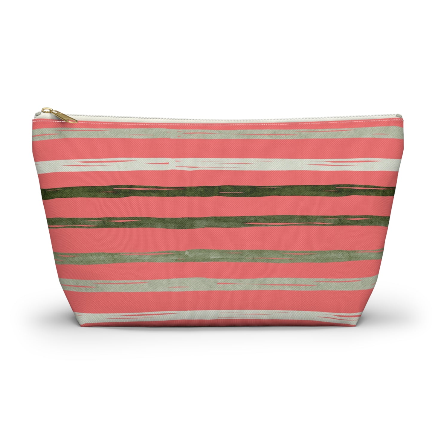 Utah Green stripes on Melon fashion makeup Accessory Pouch w T-bottom