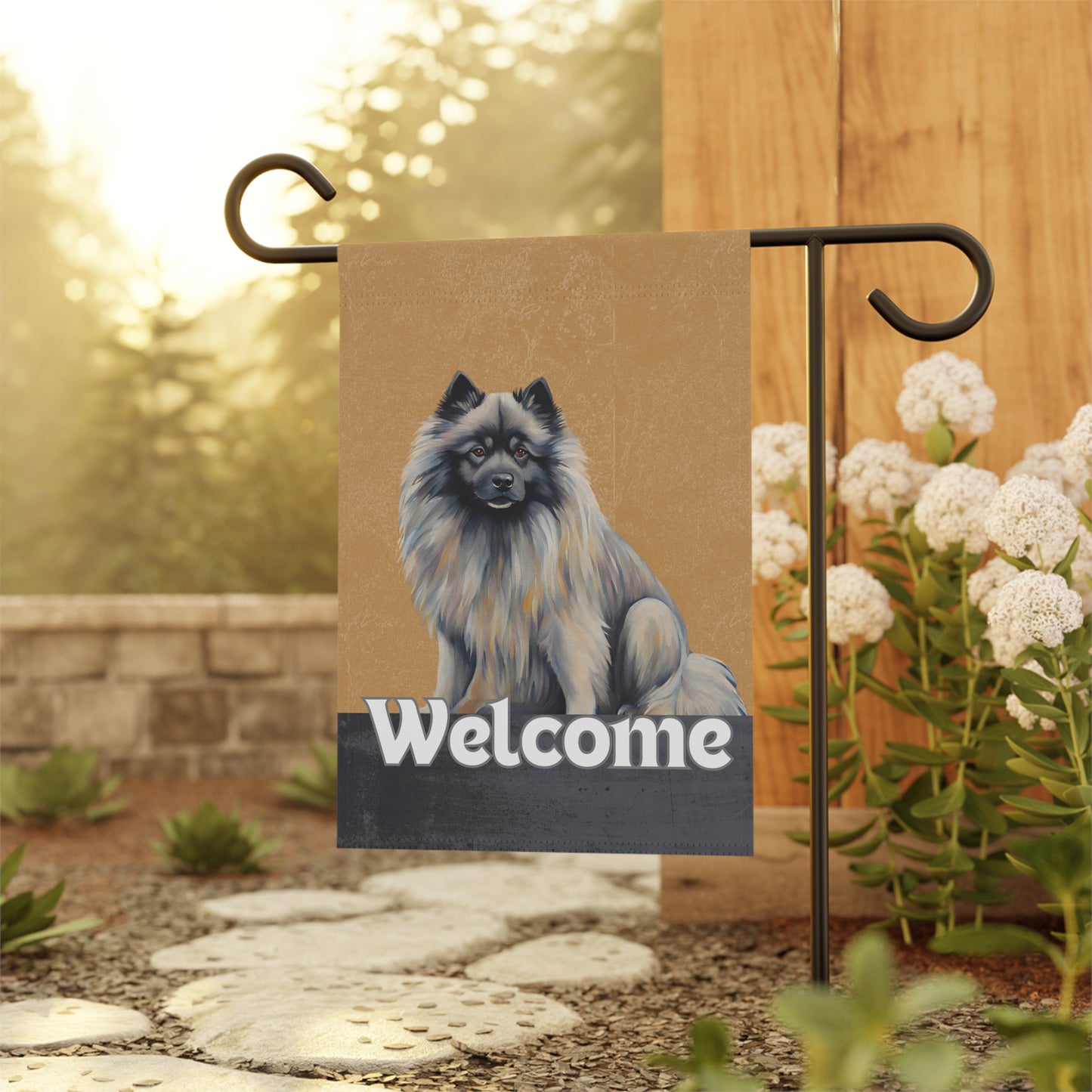 Keeshond Welcome 2-Sided Garden & House Flag/Banner