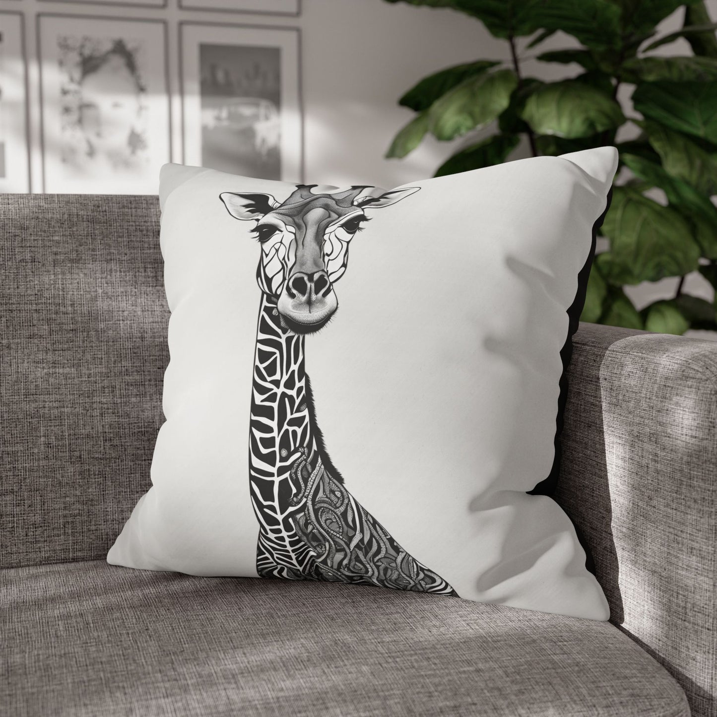 Giraffe Square Poly Canvas Pillowcase