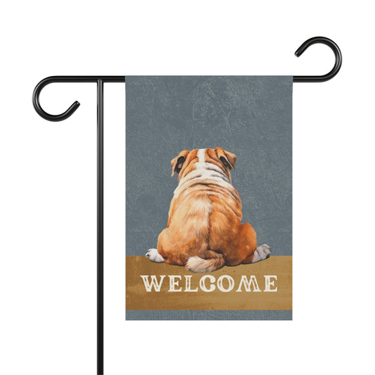 English Bulldog Welcome 2-Sided Garden & House Flag/Banner