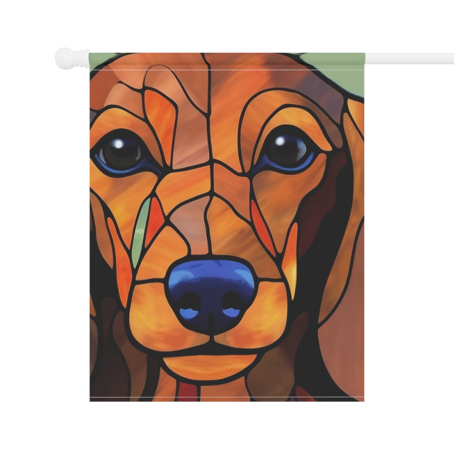 Dachshund Face Stained Glass 2-Sided Garden & House Flag/Banner