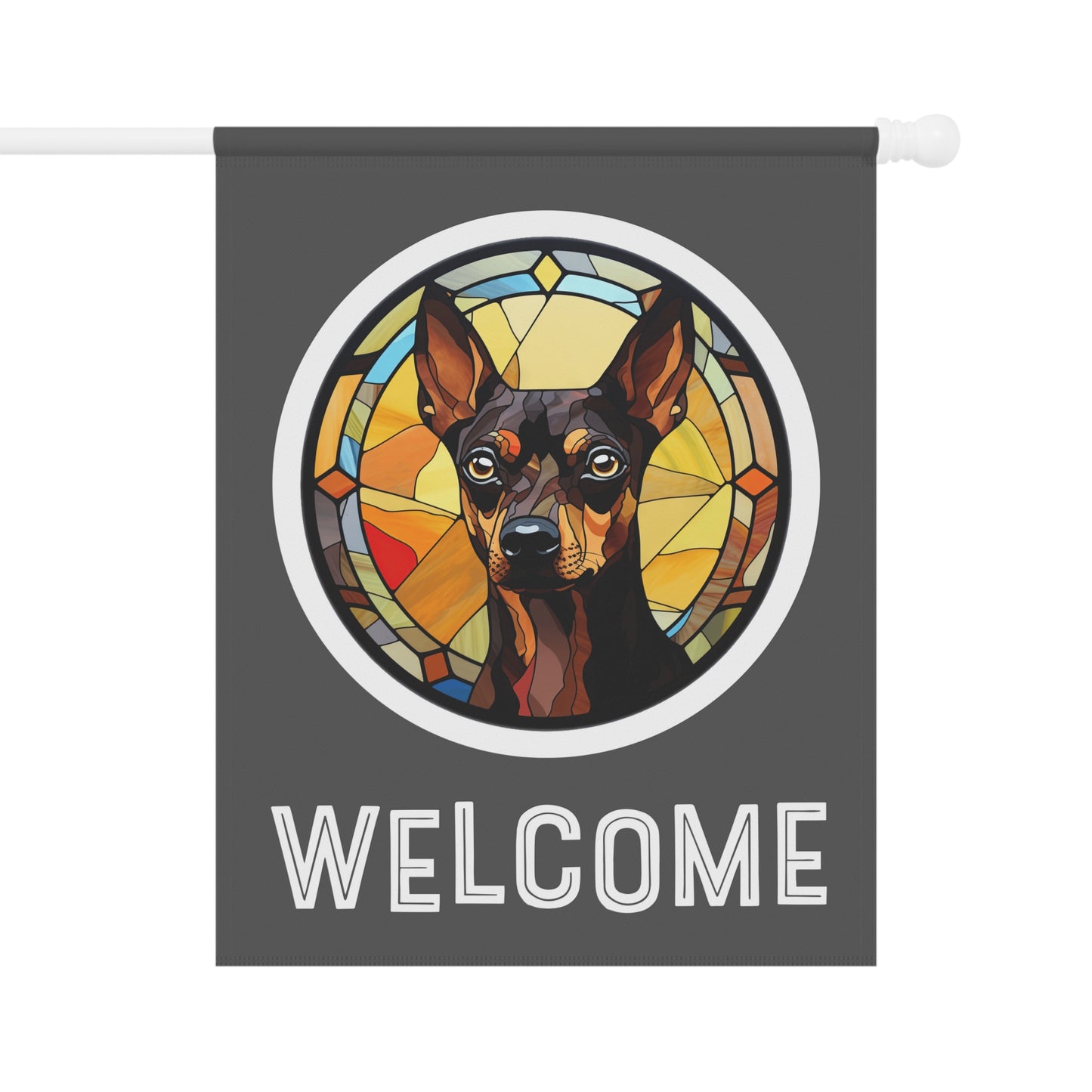 Miniature Pinscher Welcome 2-Sided Garden & House Flag/Banner