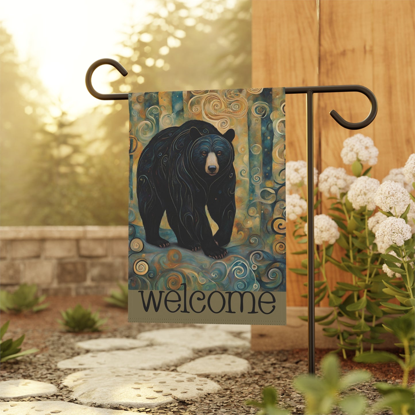 Black Bear Welcome 2-Sided Garden & House Flag/Banner