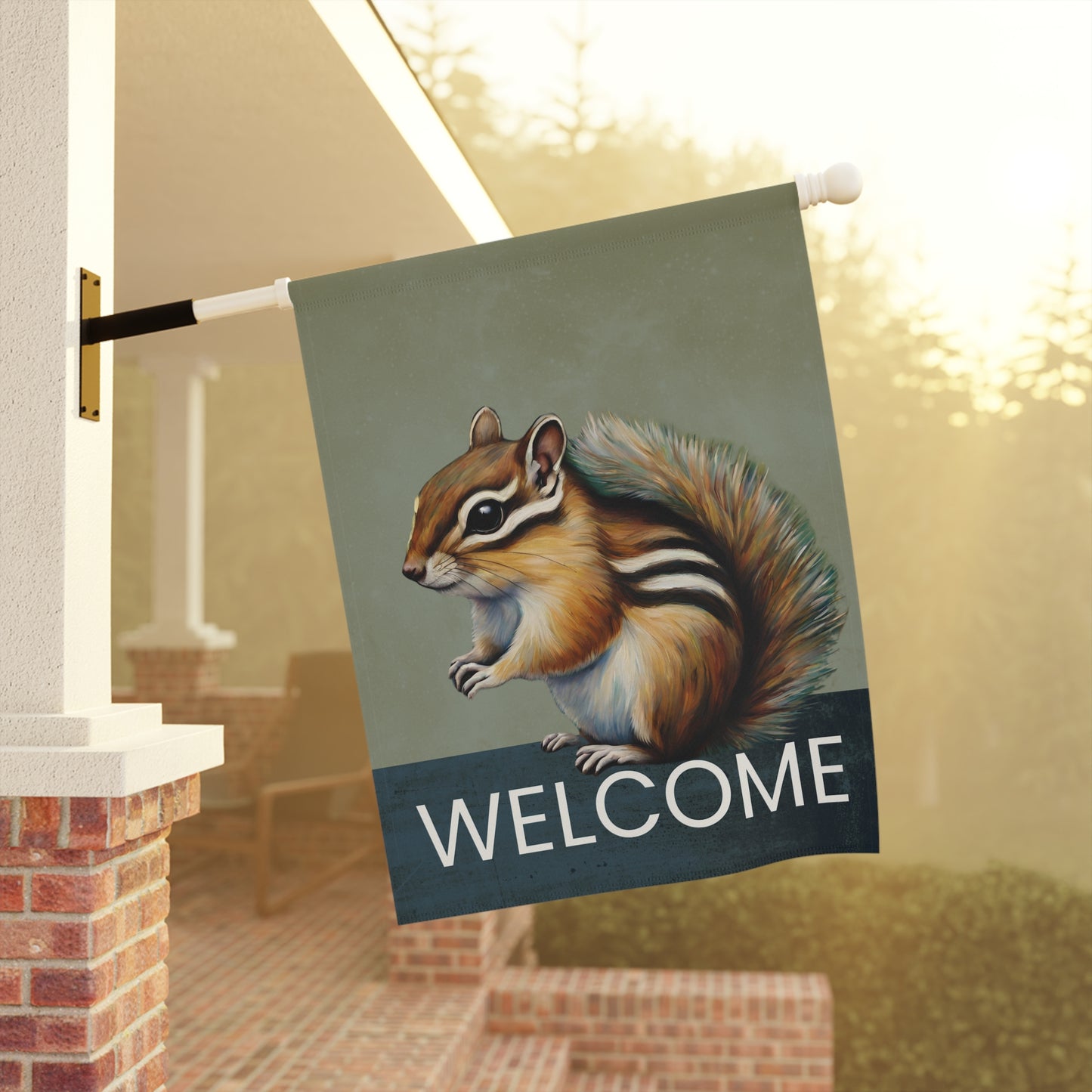 Chipmunk Welcome 2-Sided Garden & House Flag/Banner